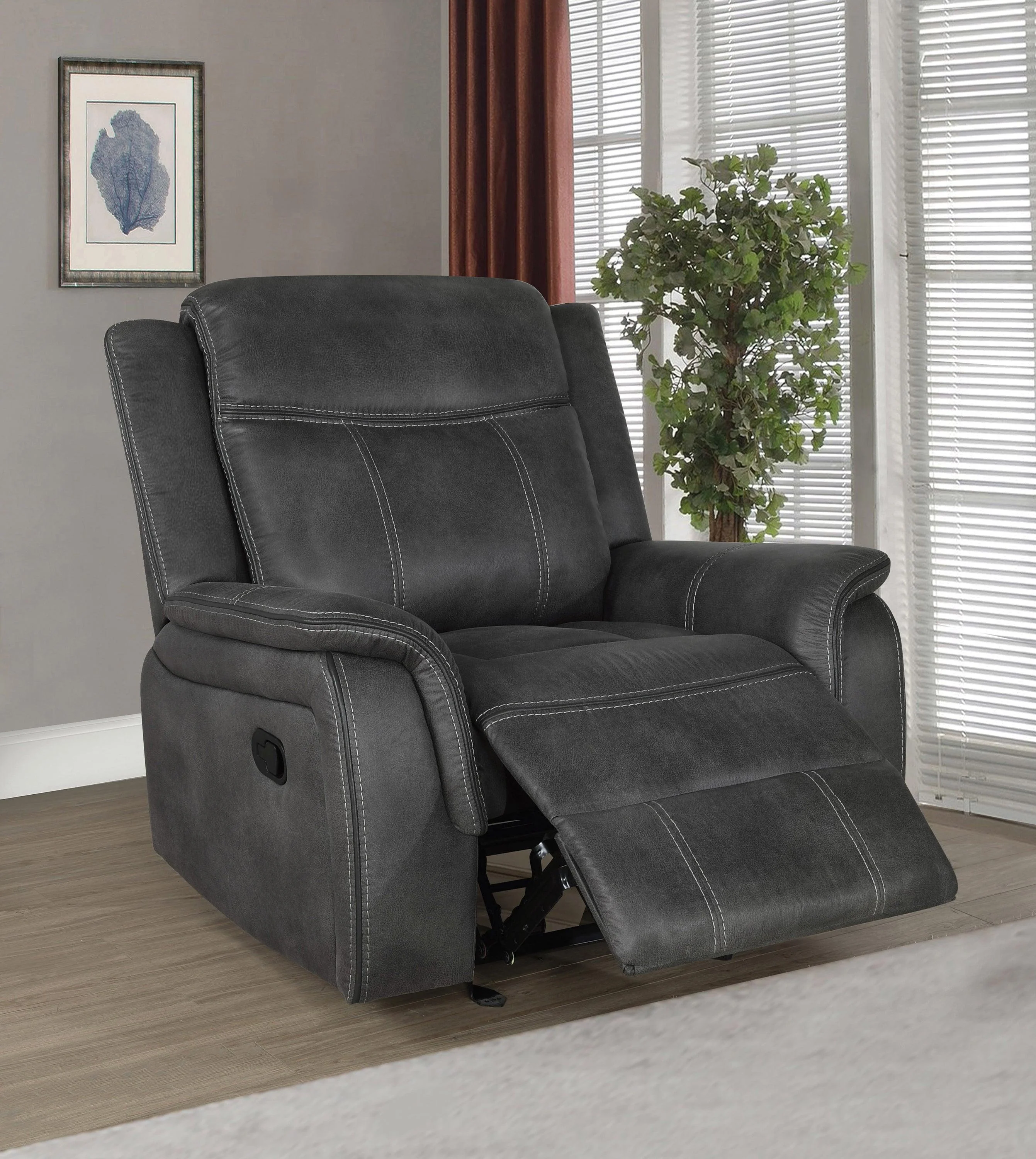 Lawrence Upholstered Tufted Back Glider Recliner - Image 2