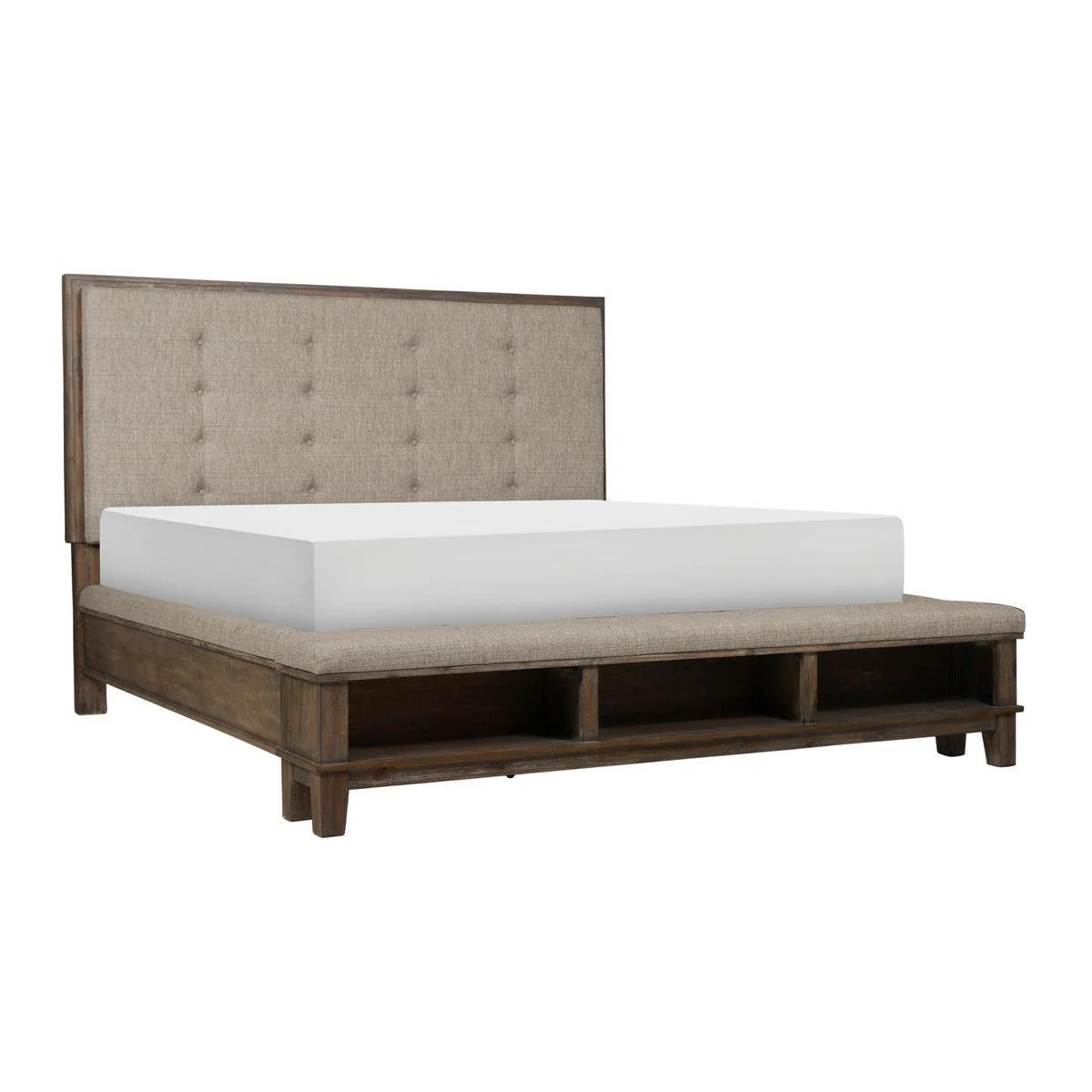 Gray Upholstered Tufted Panel King Bed - Image 2