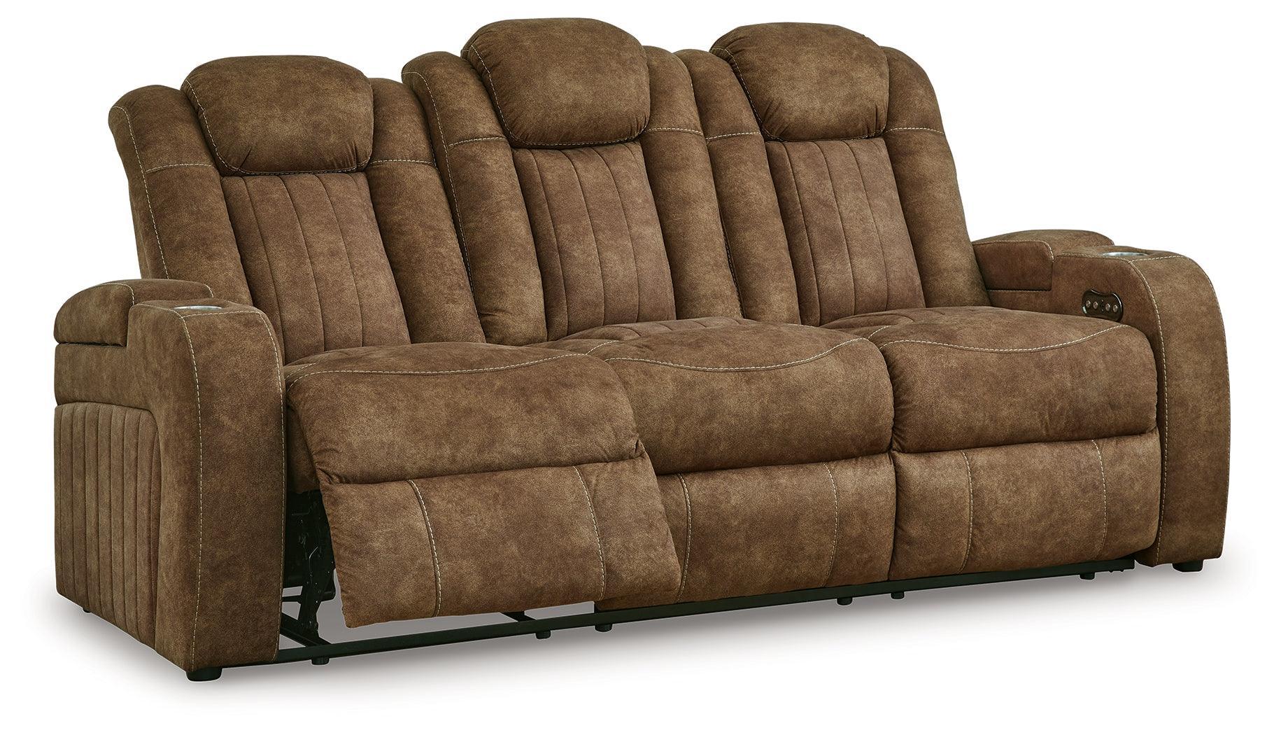 Wolfridge Brindle Faux Leather Power Reclining Sofa - Image 3