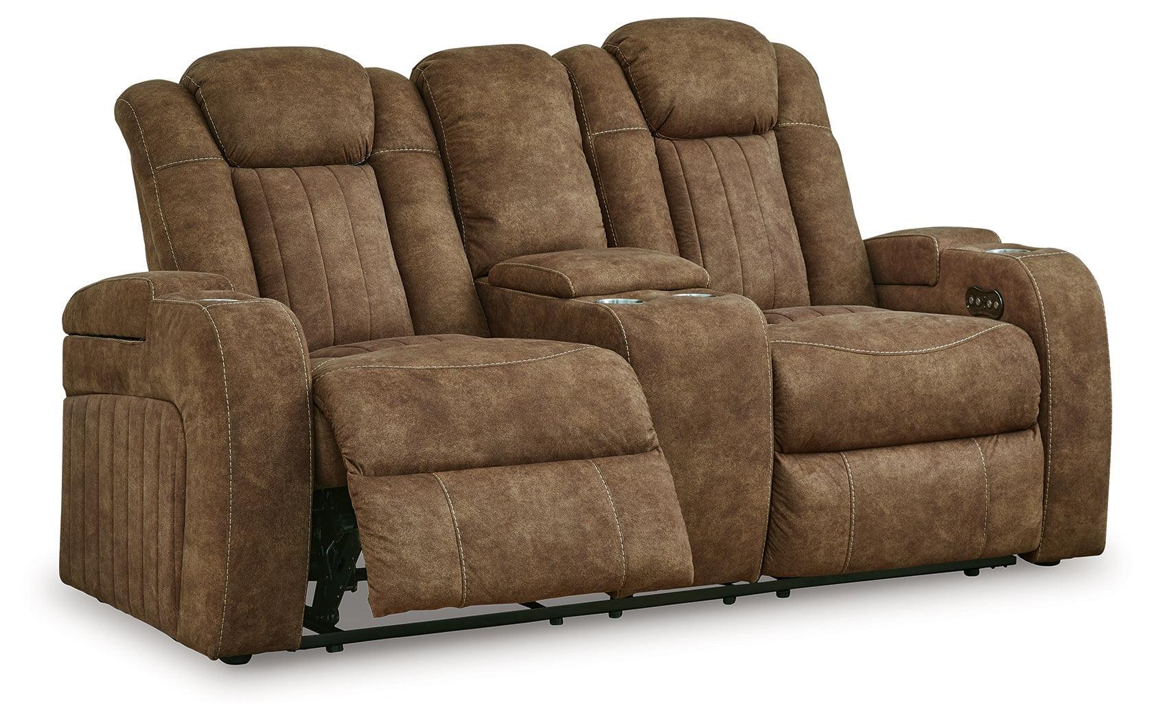 Wolfridge Brindle Faux Leather Power Reclining Loveseat - Image 3