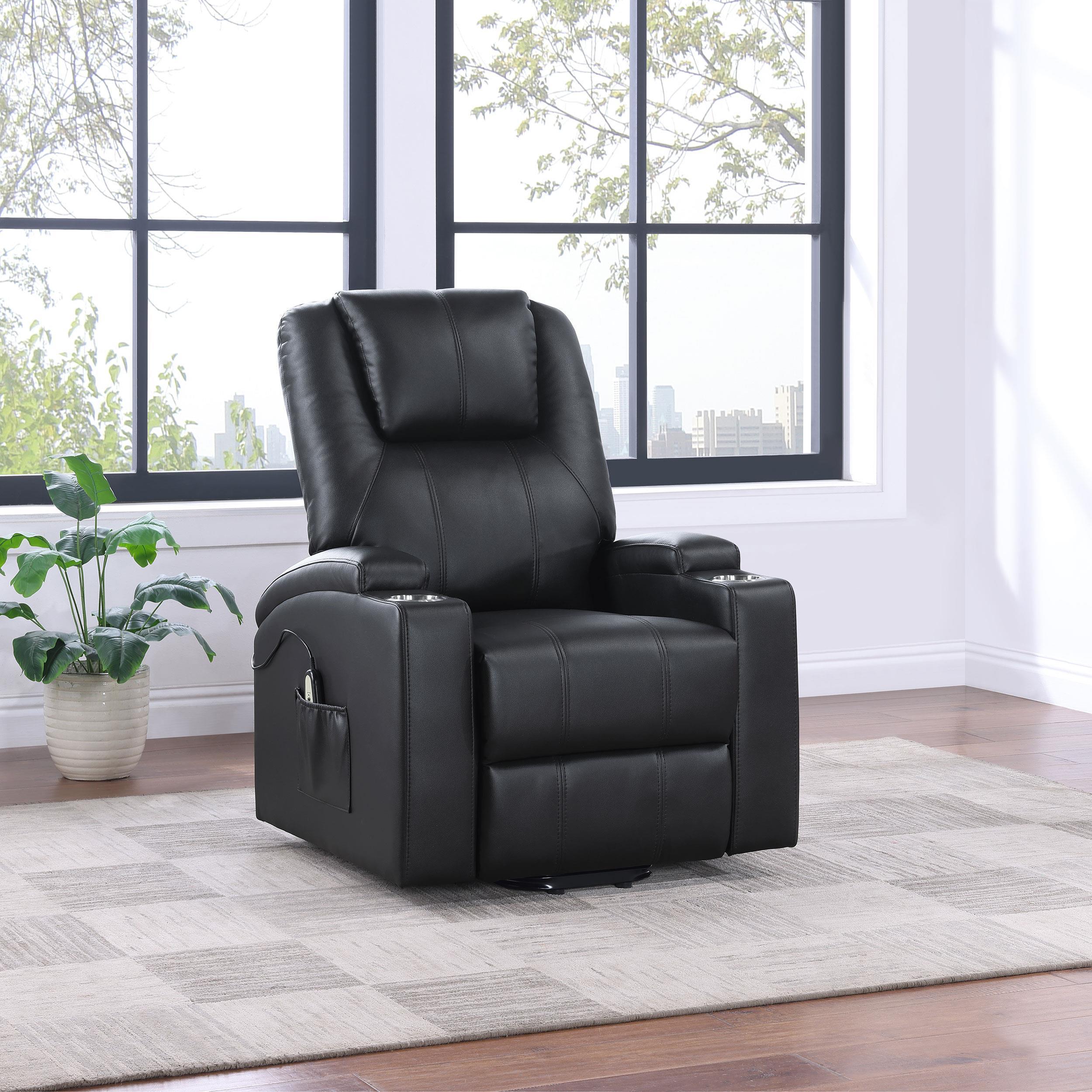 Armstrong Upholstered Power Lift Massage Recliner Black - Image 2