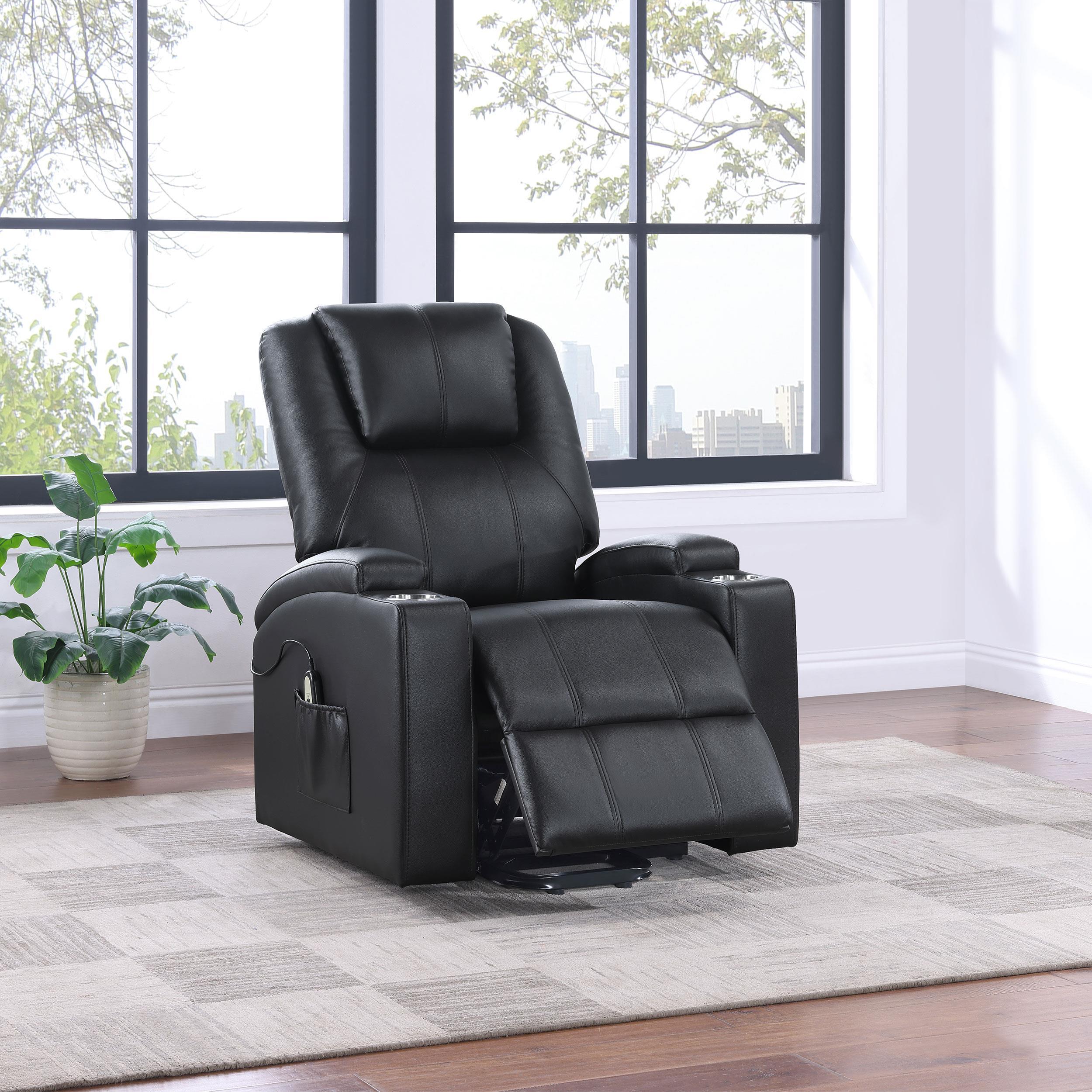 Armstrong Upholstered Power Lift Massage Recliner Black - Image 3