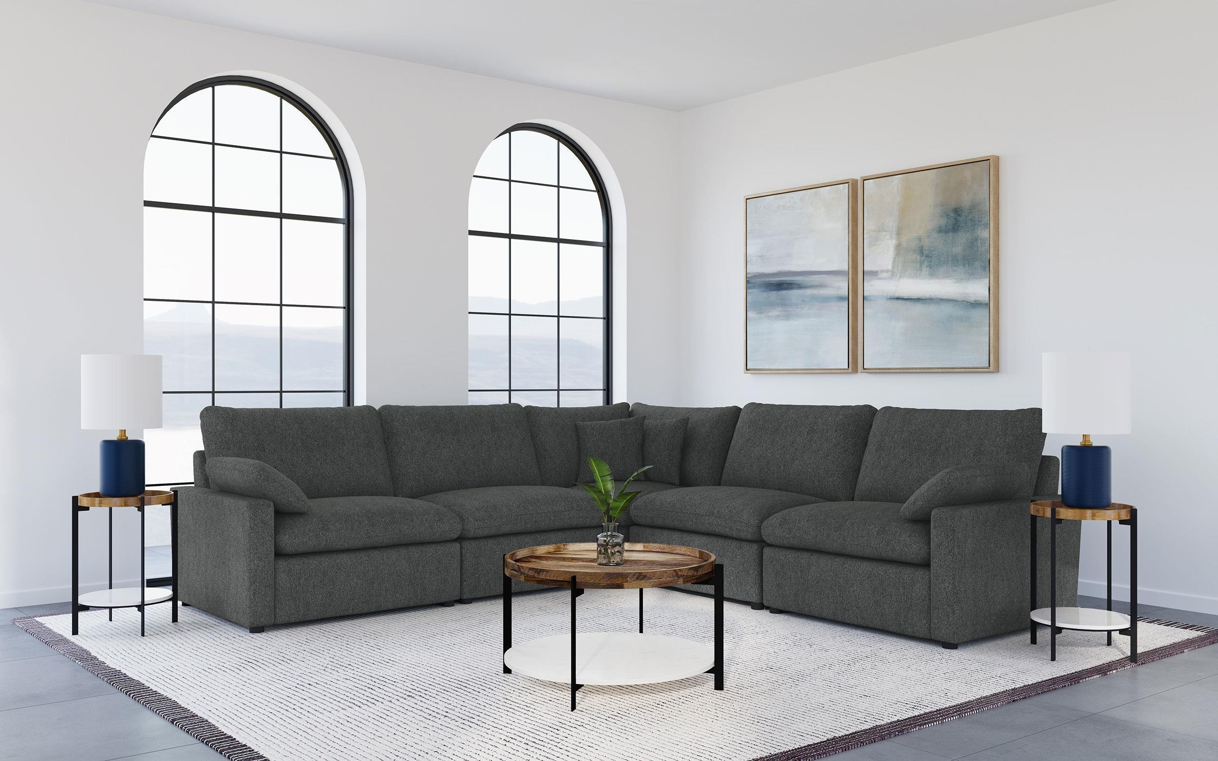 Collins 5-Piece Modular Power Reclining Sectional Dark Grey - Image 2