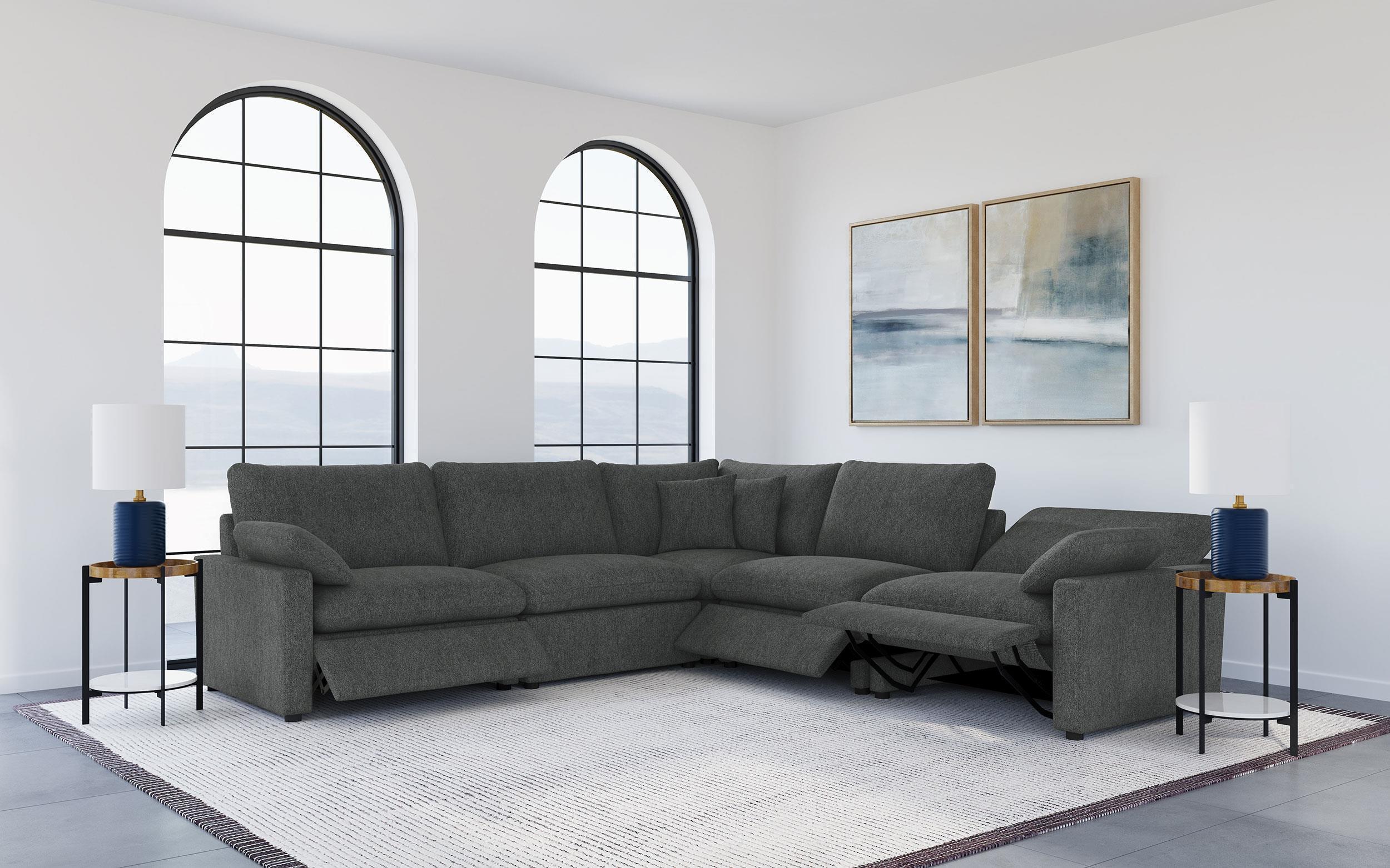 Collins 5-Piece Modular Power Reclining Sectional Dark Grey - Image 3