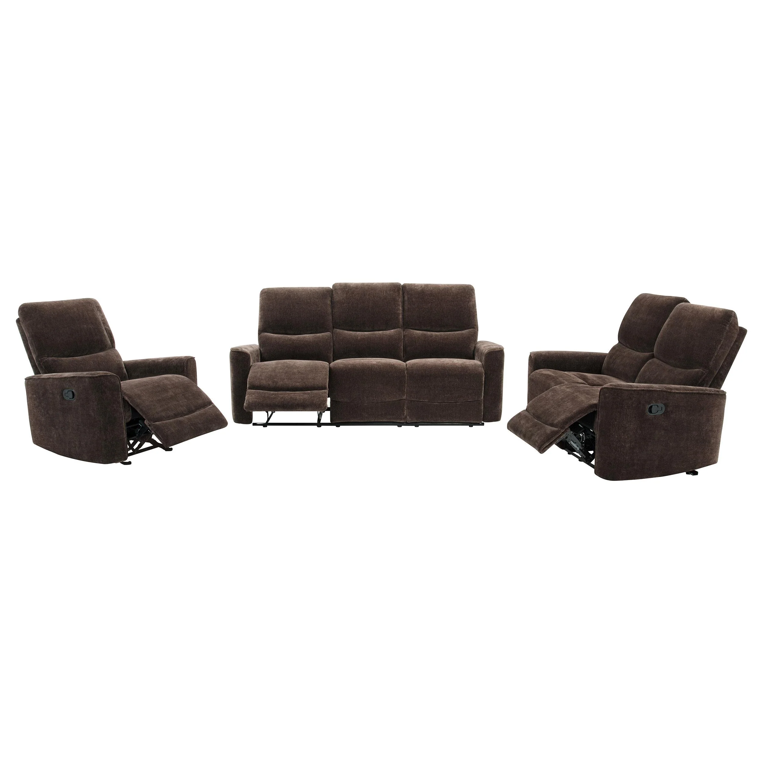 Navarro 3-piece Upholstered Reclining Sofa Set Dark Brown - Image 2