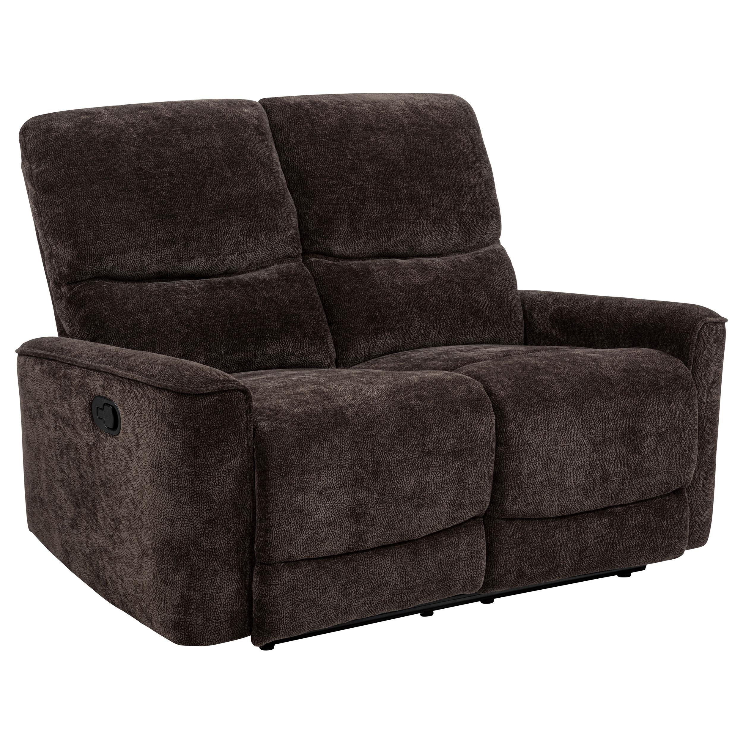 Navarro Chenille Upholstered Reclining Loveseat Dark Brown - Image 2