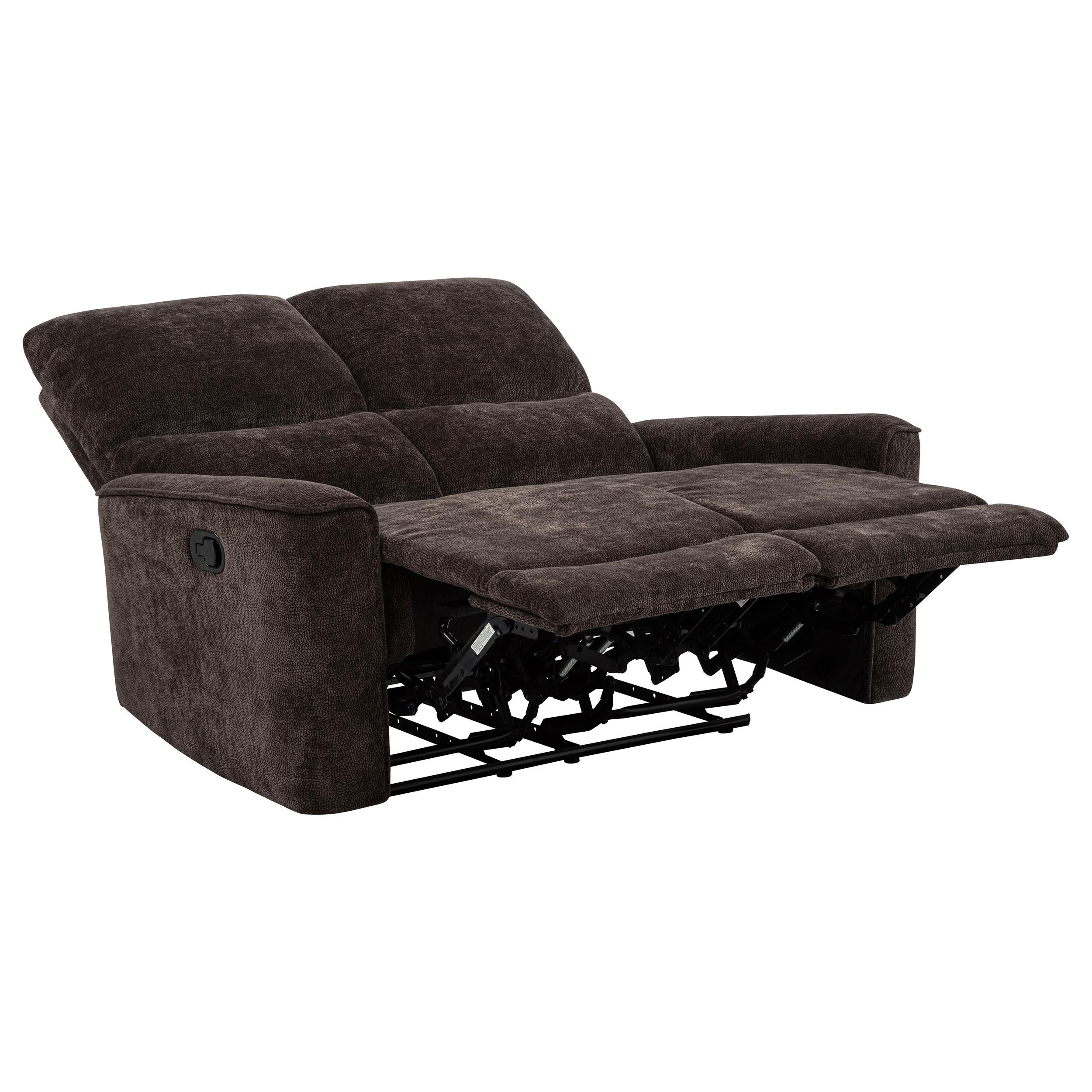Navarro Chenille Upholstered Reclining Loveseat Dark Brown - Image 3