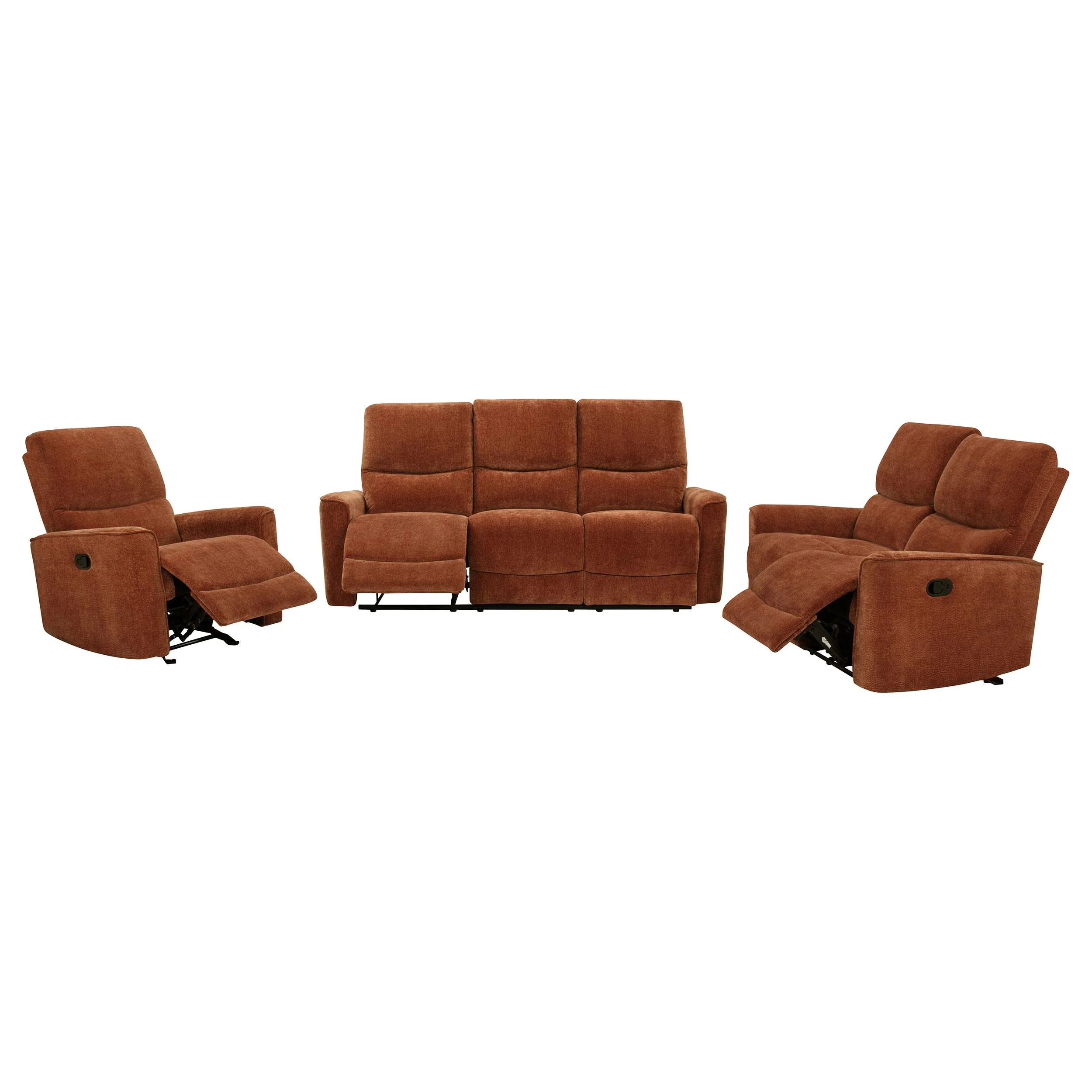 Navarro 3-piece Upholstered Reclining Sofa Set Orange - Image 2