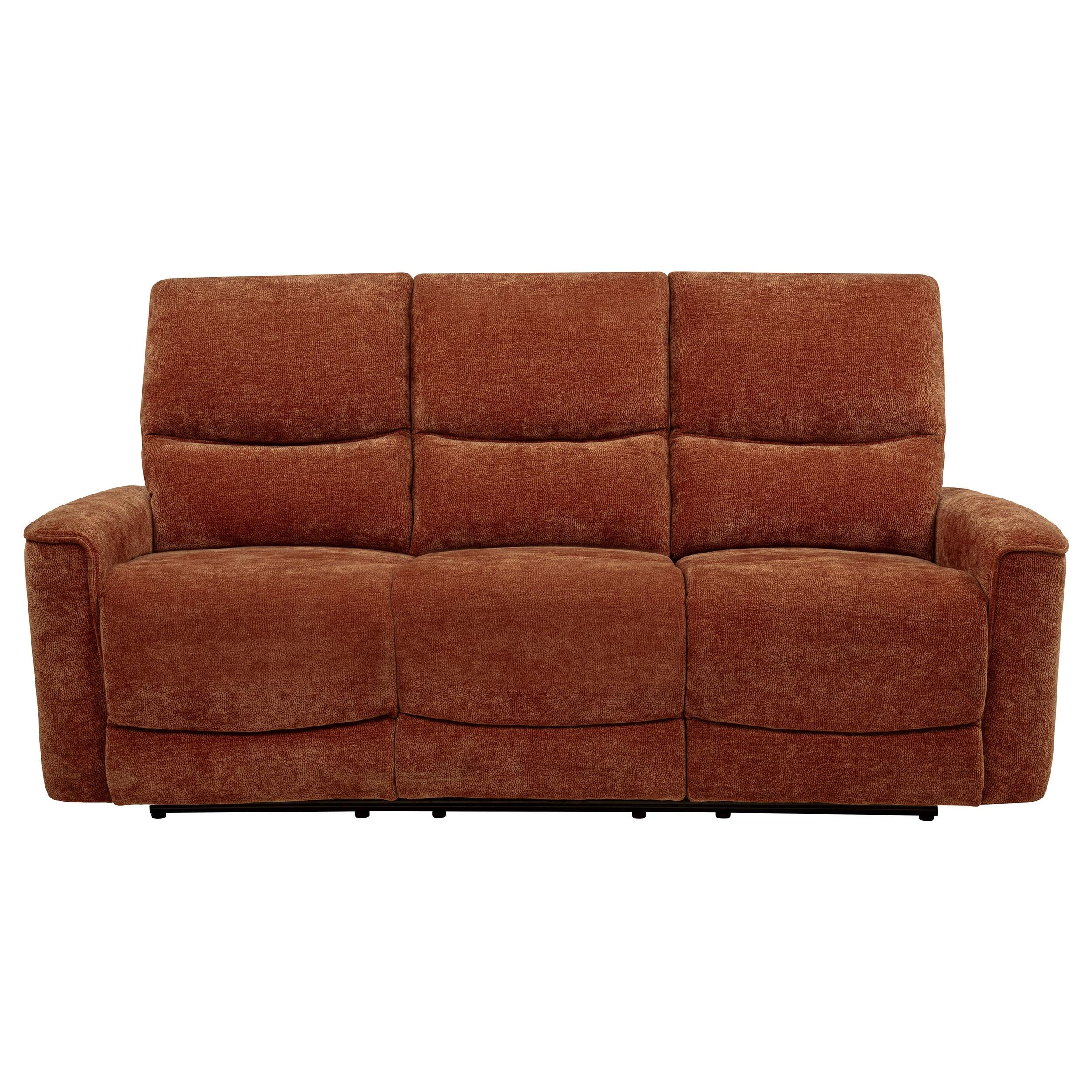 Navarro Chenille Upholstered Reclining Sofa Burnt Orange - Image 3