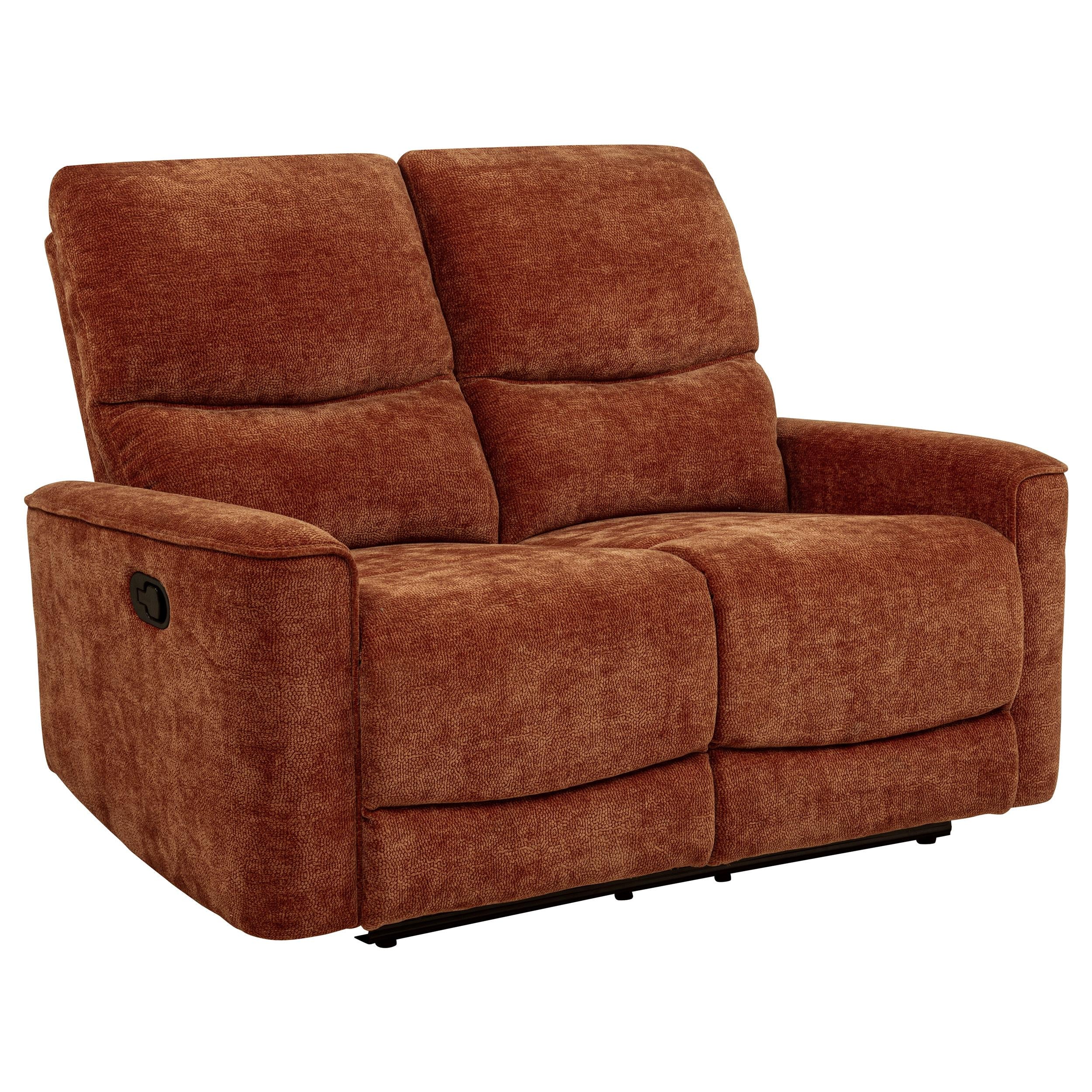 Navarro Chenille Upholstered Reclining Loveseat Burnt Orange - Image 2