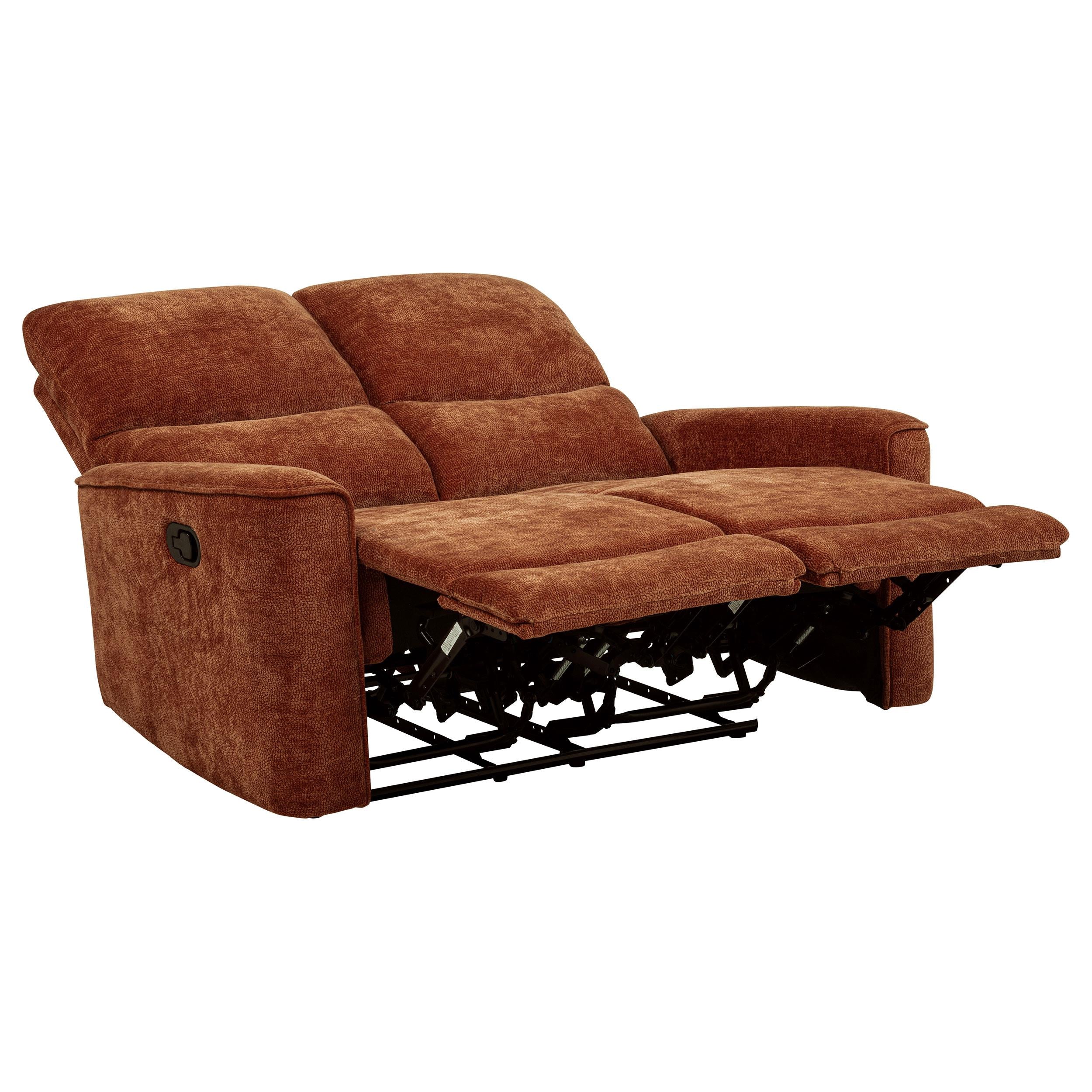 Navarro Chenille Upholstered Reclining Loveseat Burnt Orange - Image 3