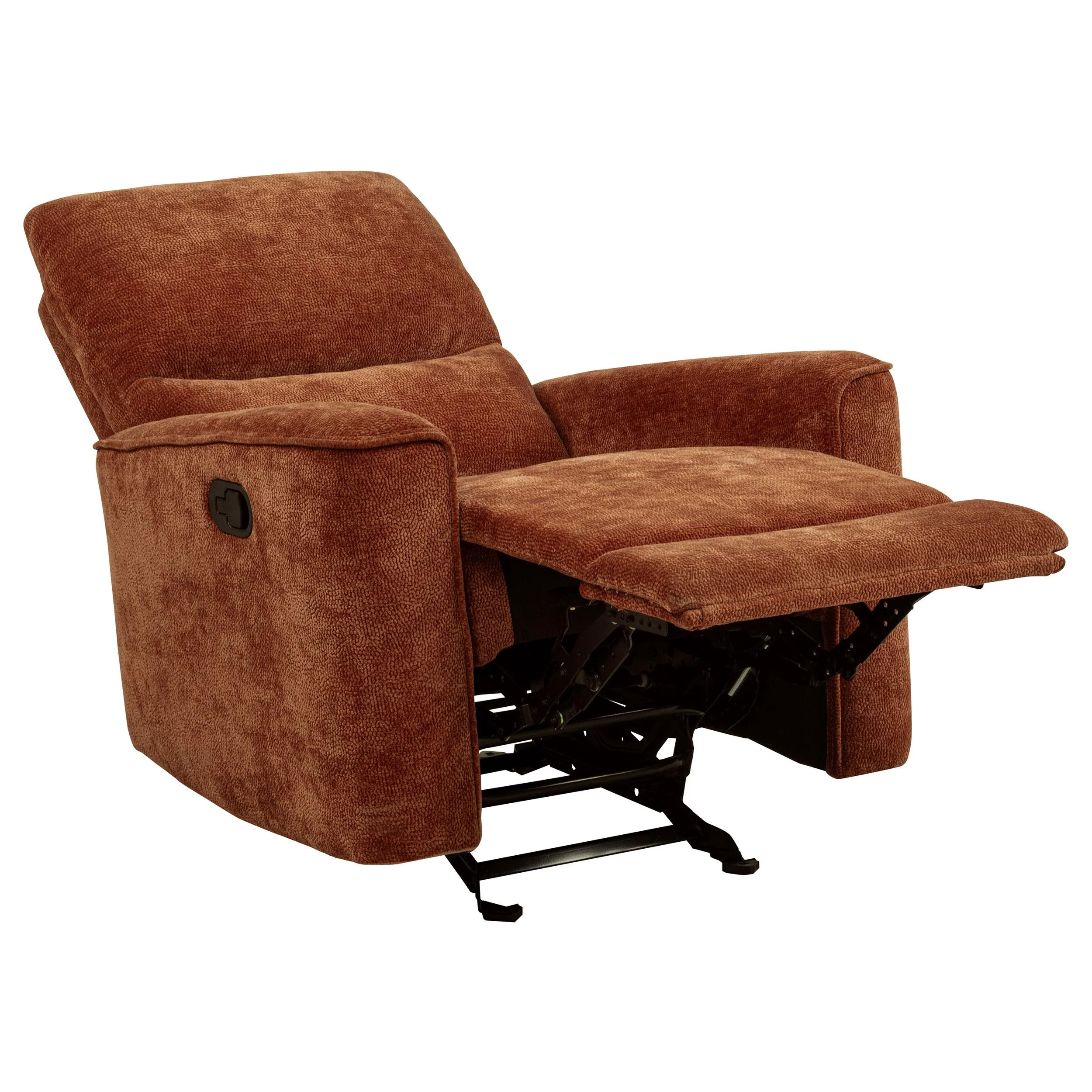 Navarro Chenille Upholstered Glider Recliner Burnt Orange - Image 3