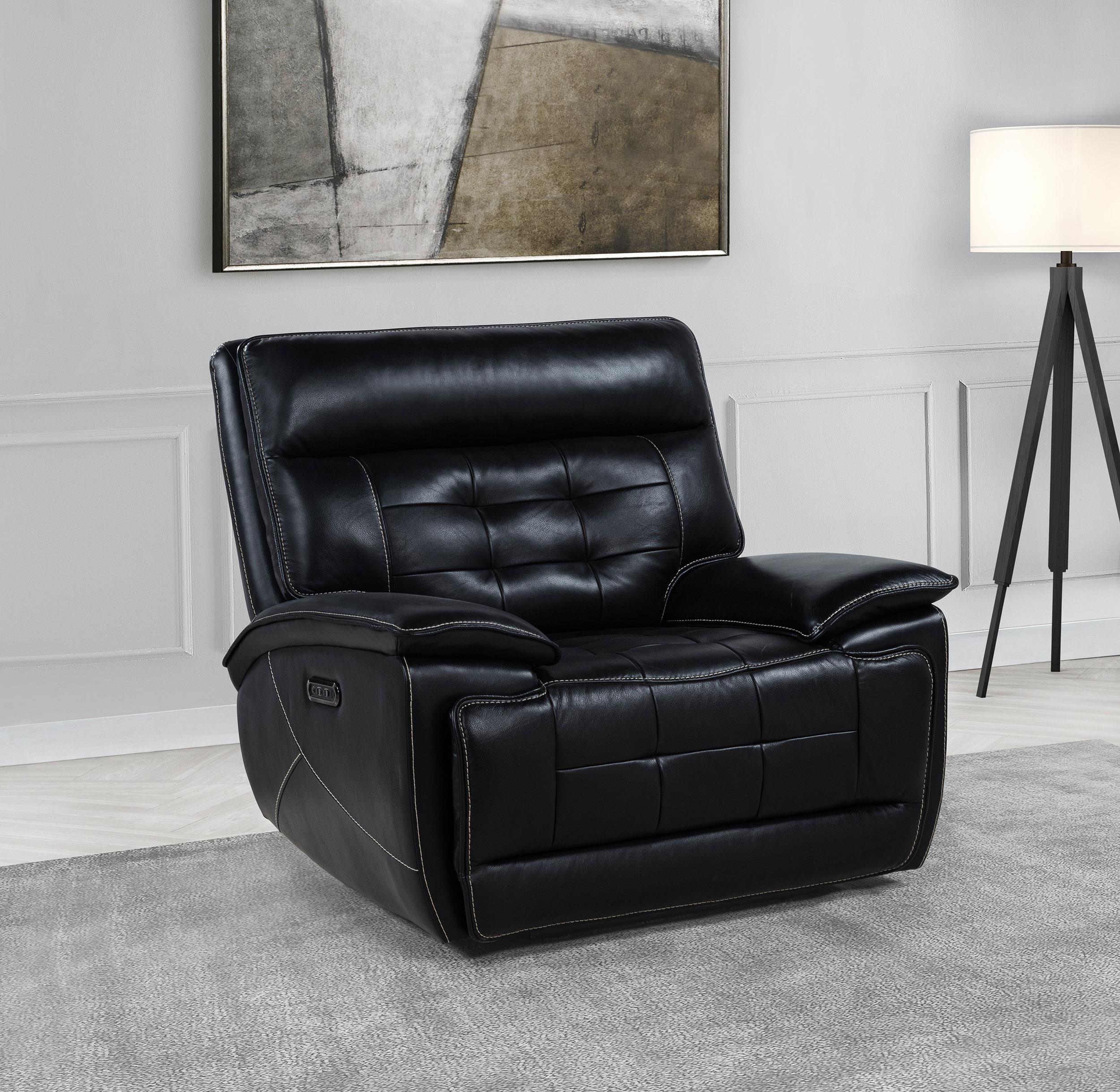 Hewitt Leather Upholstered Dual Power Recliner Chair Black - Image 2