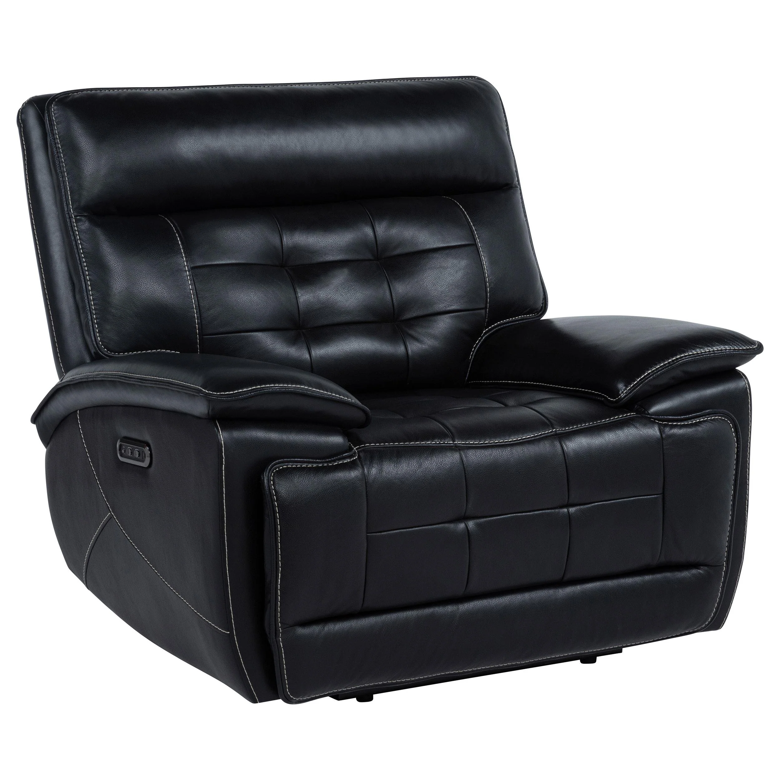Hewitt Leather Upholstered Dual Power Recliner Chair Black - Image 3