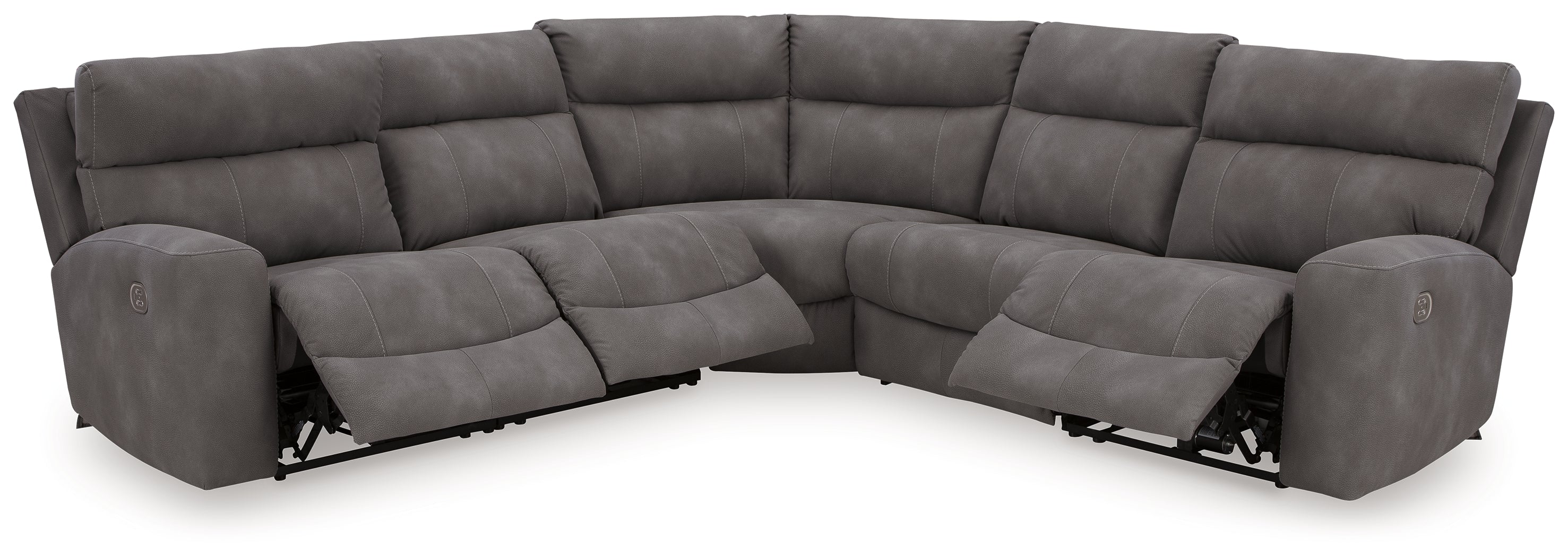Next-Gen DuraPella Slate Microfiber 5-Piece Power Reclining Sectional - Image 3
