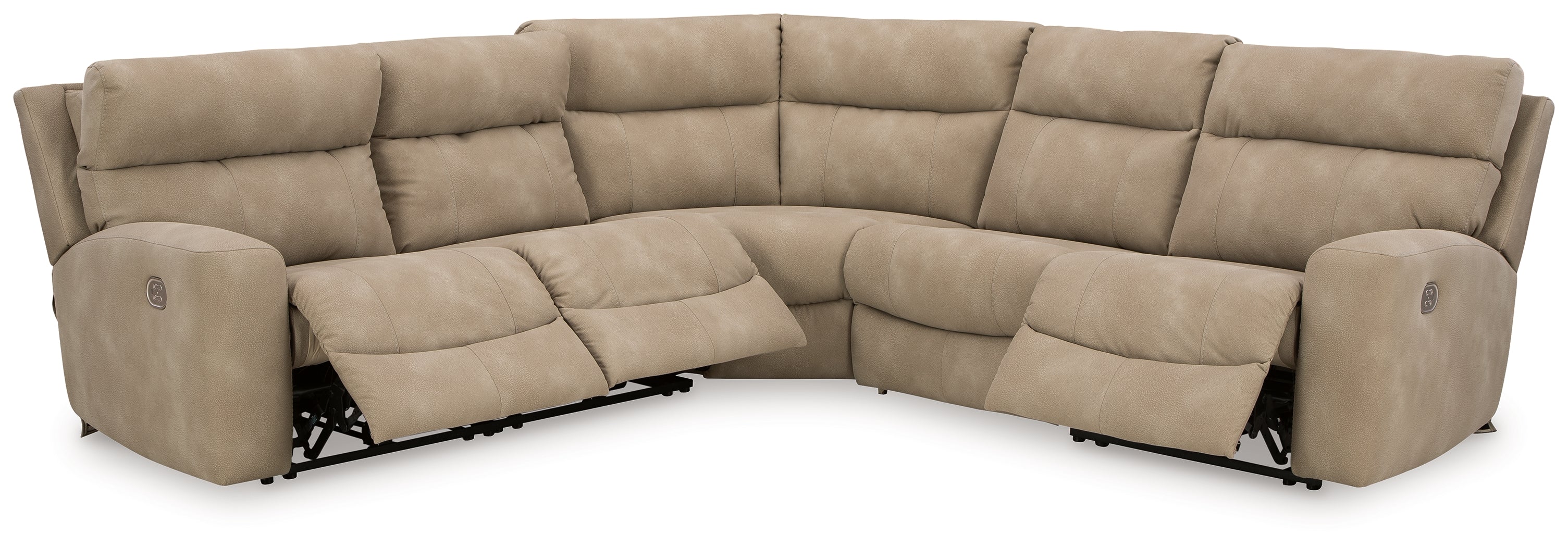 Next-Gen DuraPella Sand Microfiber 5-Piece Power Reclining Sectional - Image 3