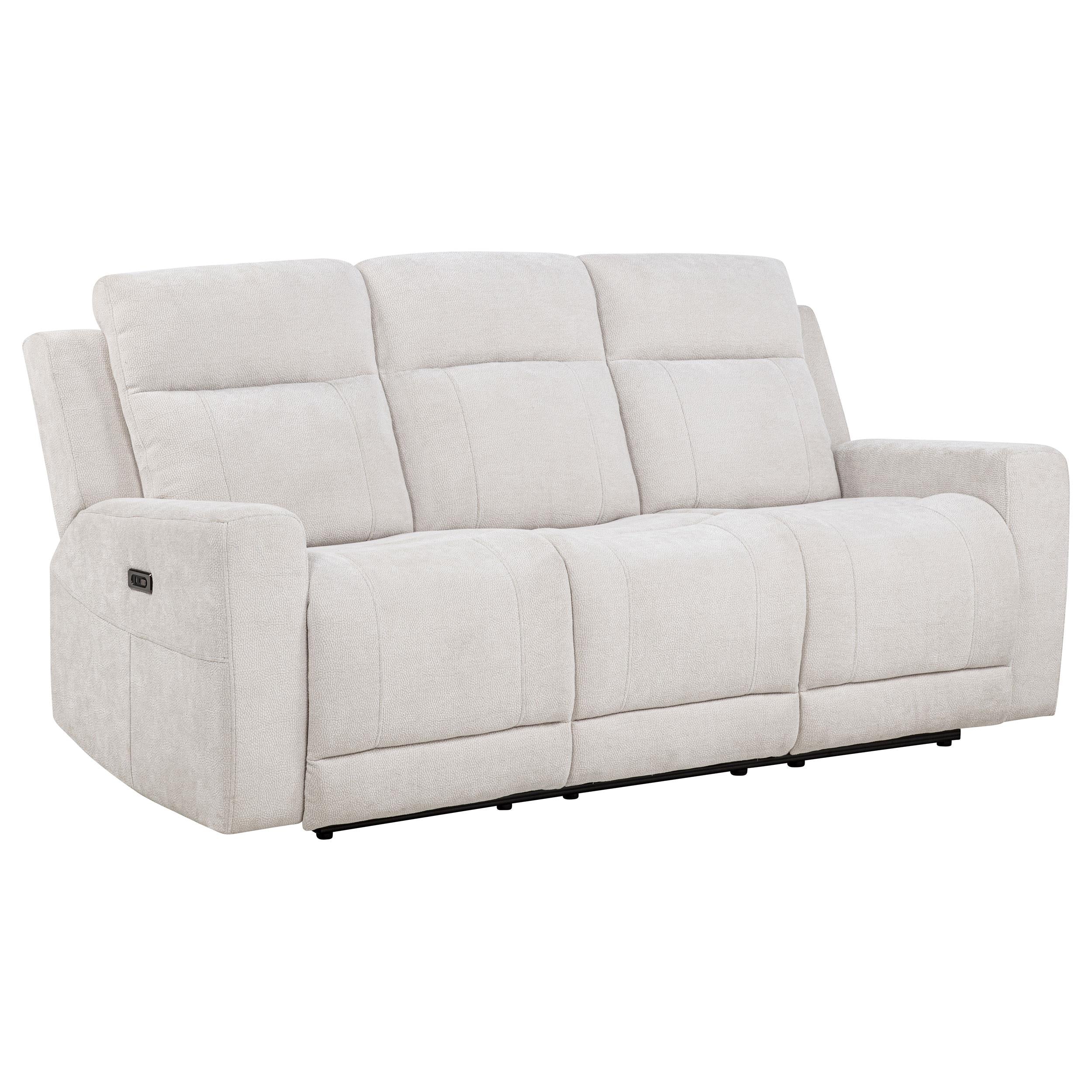 Kennett 3-piece Chenille Power Reclining Sofa Set Ivory - Image 2