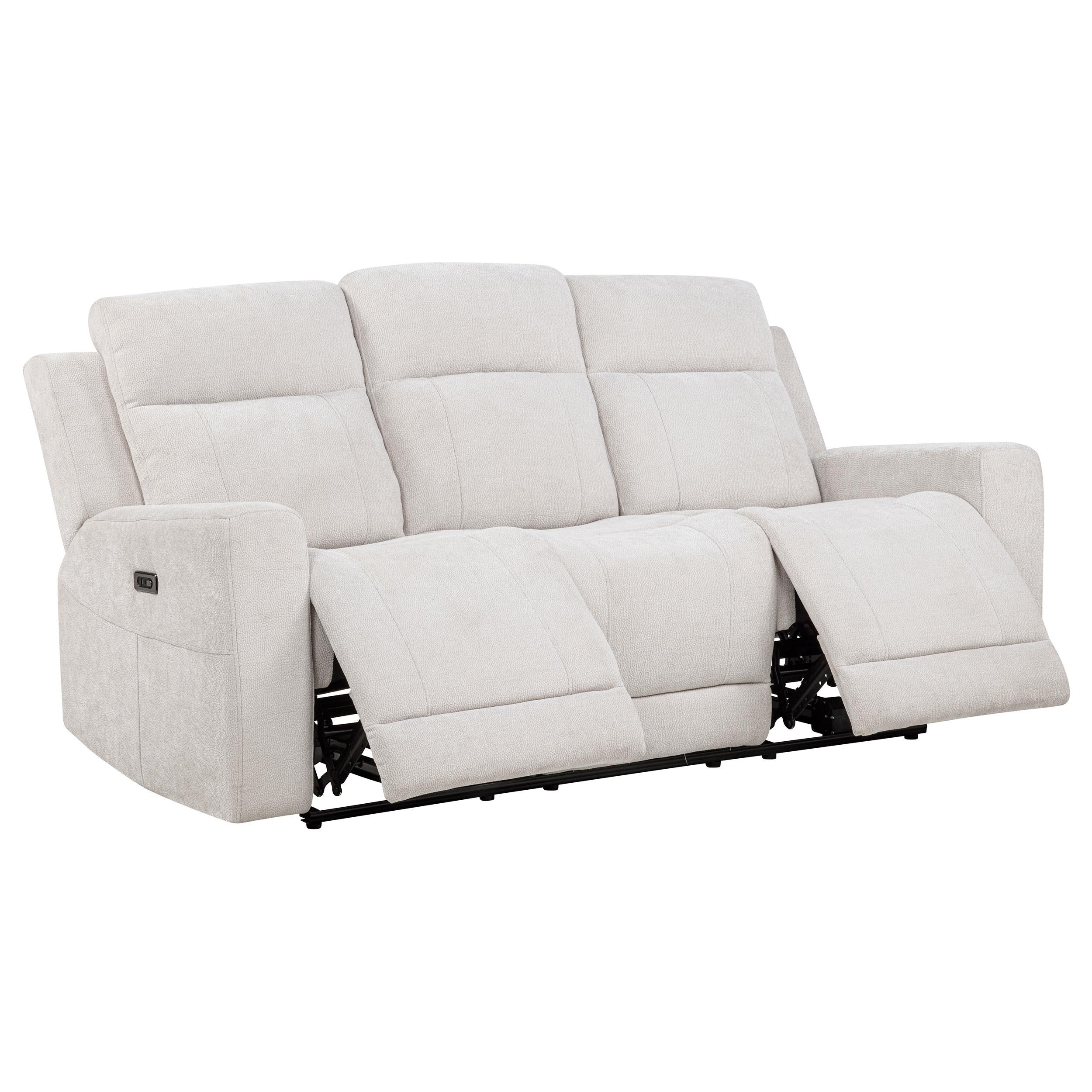 Kennett 3-piece Chenille Power Reclining Sofa Set Ivory - Image 3