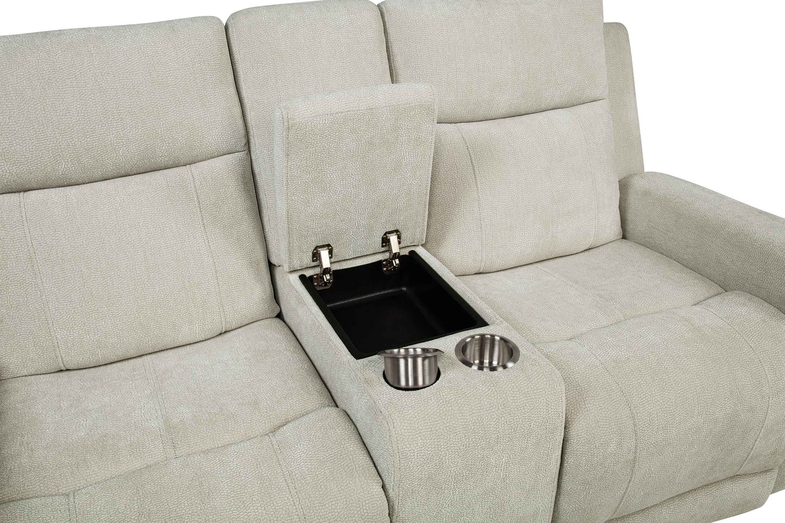 Kennett Chenille Upholstered Power Reclining Loveseat Ivory - Image 3