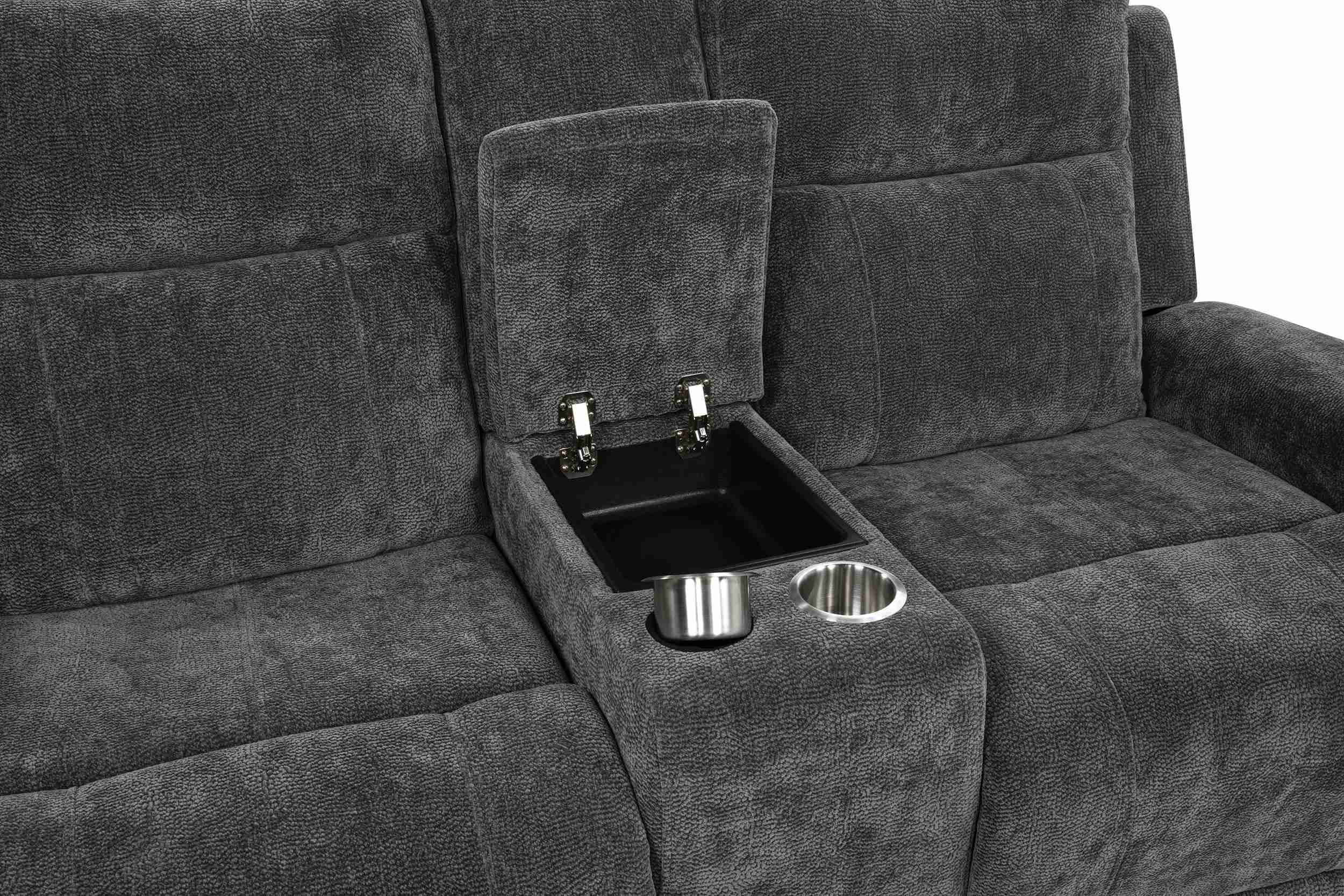 Kennett 3-piece Chenille Power Reclining Sofa Set Dark Grey - Image 3