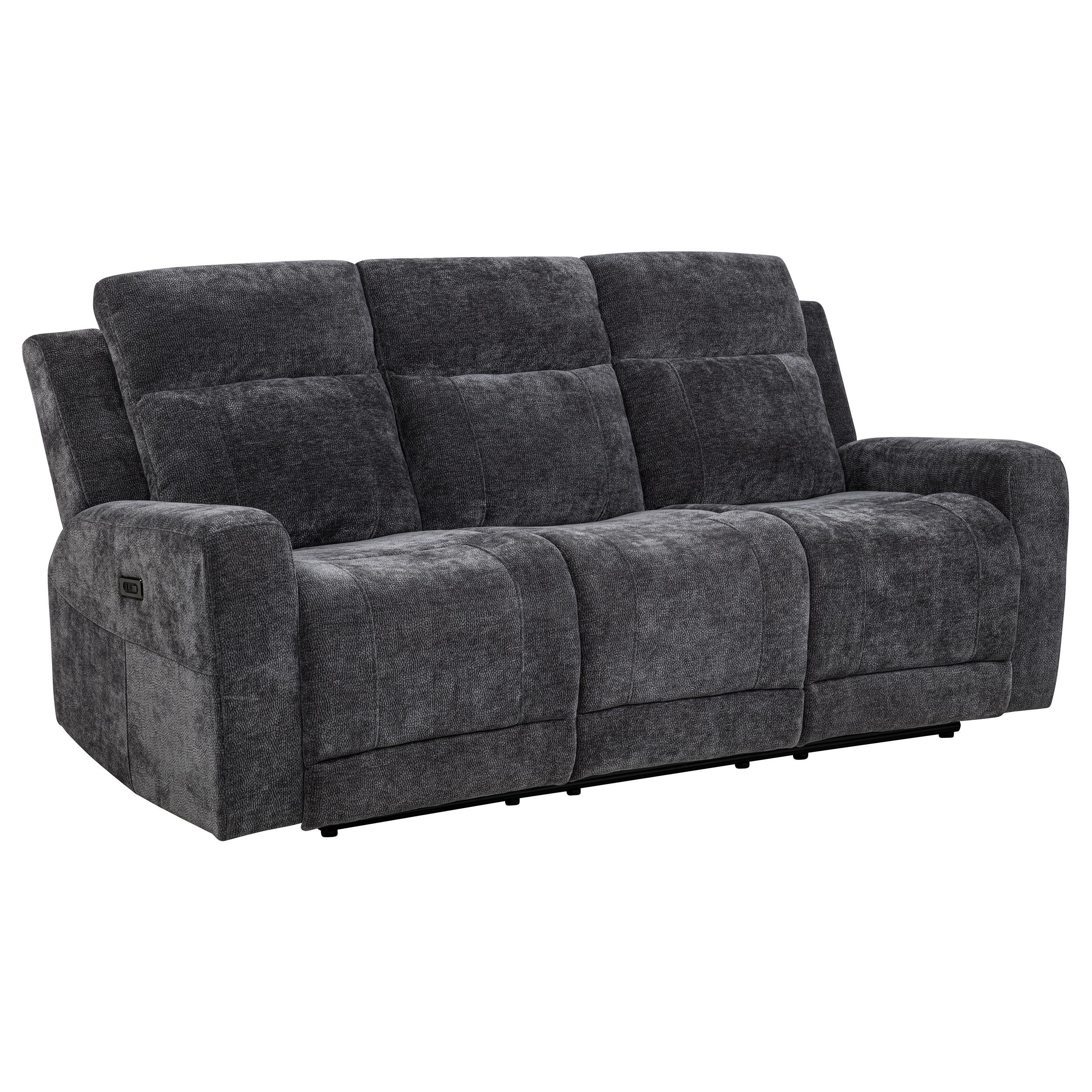 Kennett Chenille Upholstered Power Reclining Sofa Dark Grey - Image 2