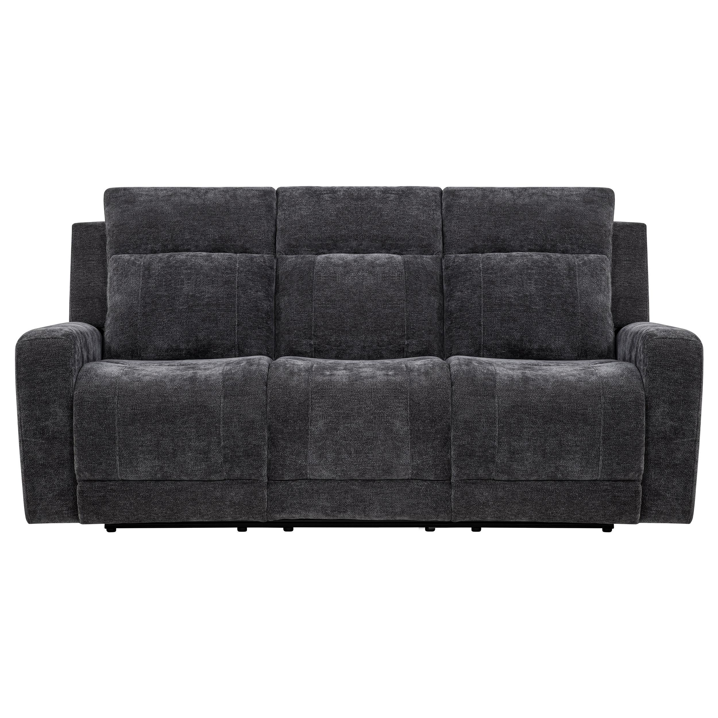Kennett Chenille Upholstered Power Reclining Sofa Dark Grey - Image 3