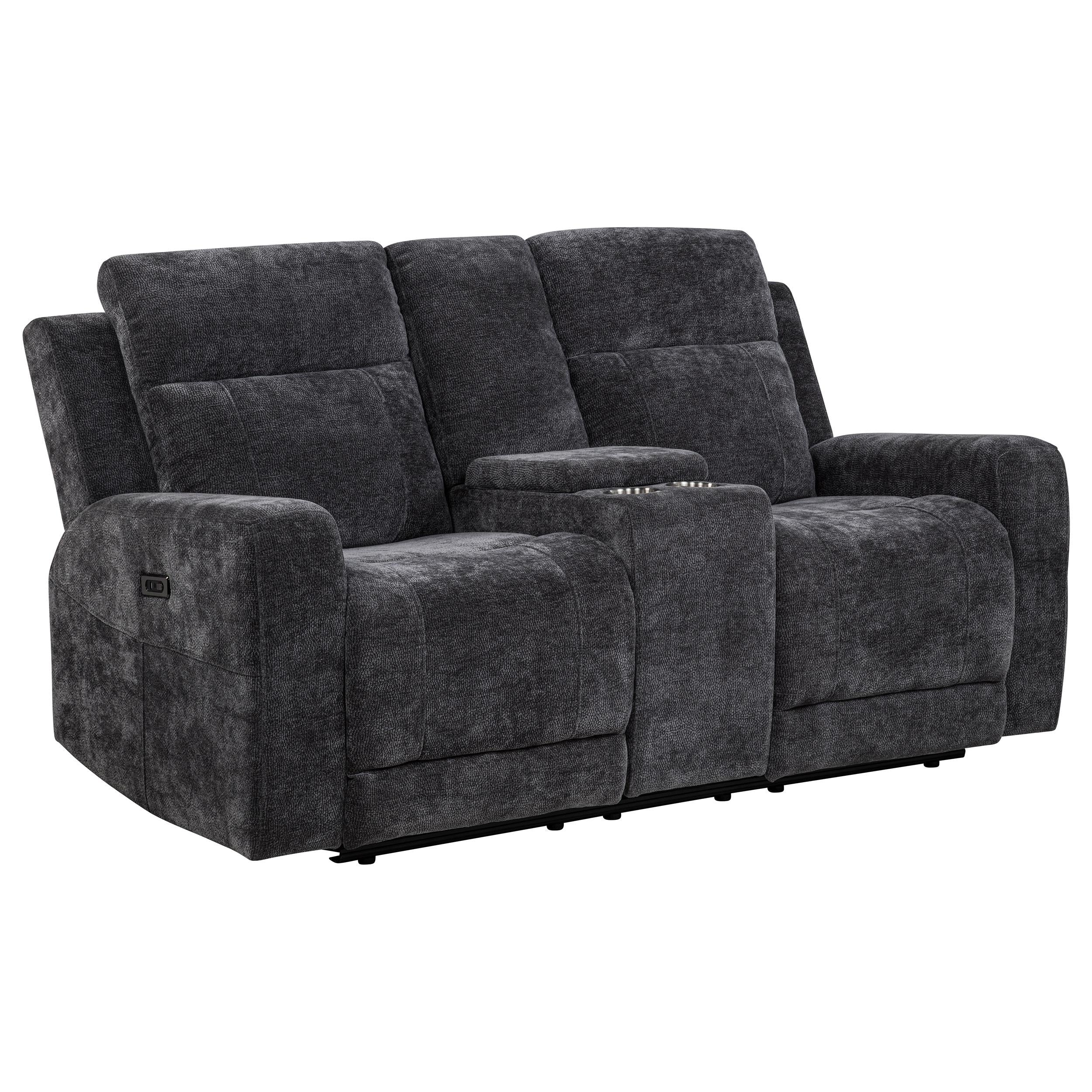 Kennett Chenille Upholstered Power Reclining Loveseat Grey - Image 2