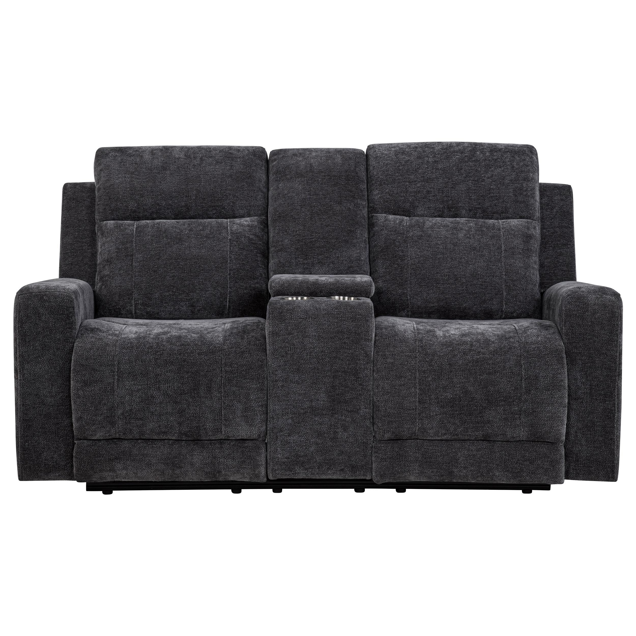 Kennett Chenille Upholstered Power Reclining Loveseat Grey - Image 3