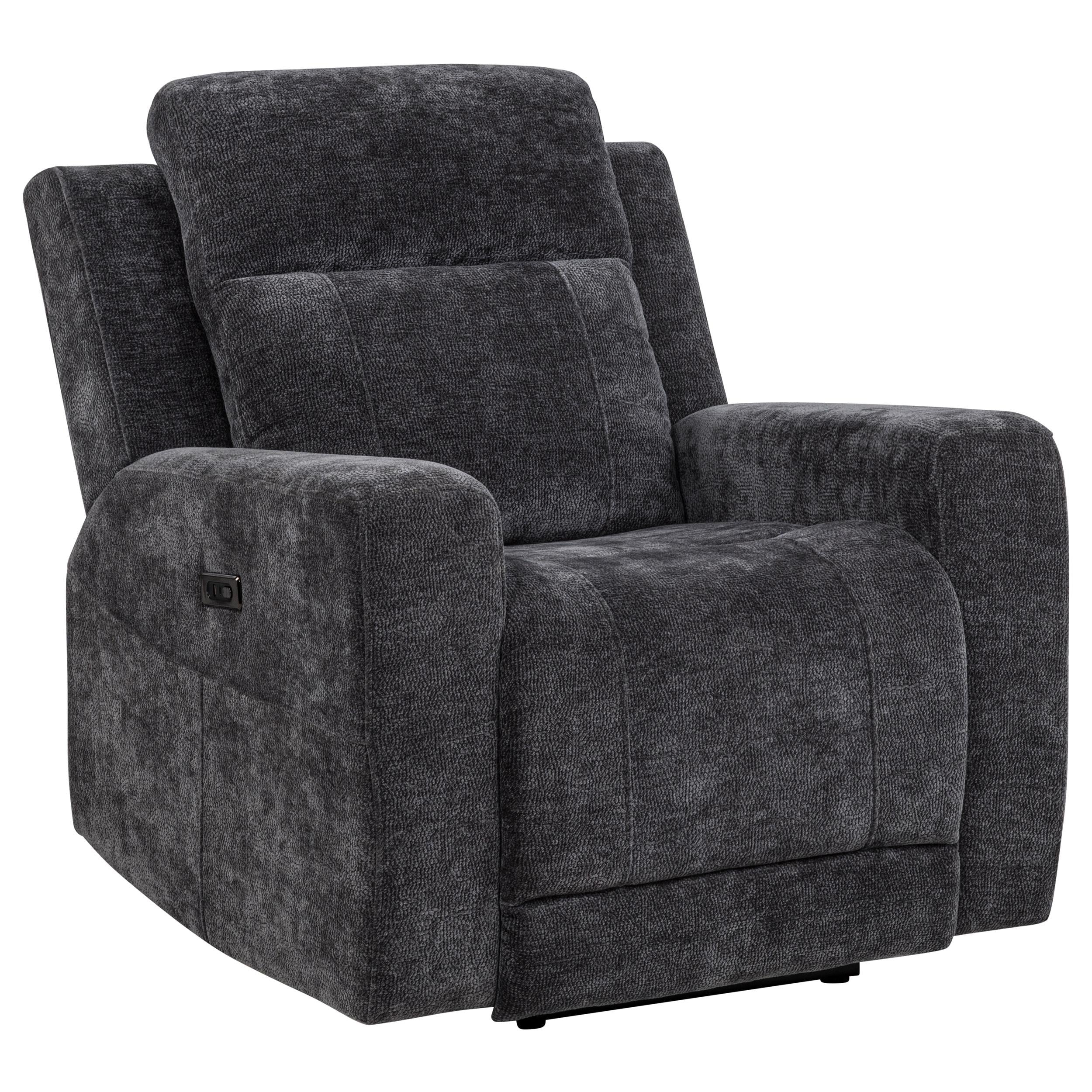 Kennett Chenille Upholstered Power Recliner Chair Dark Grey - Image 2
