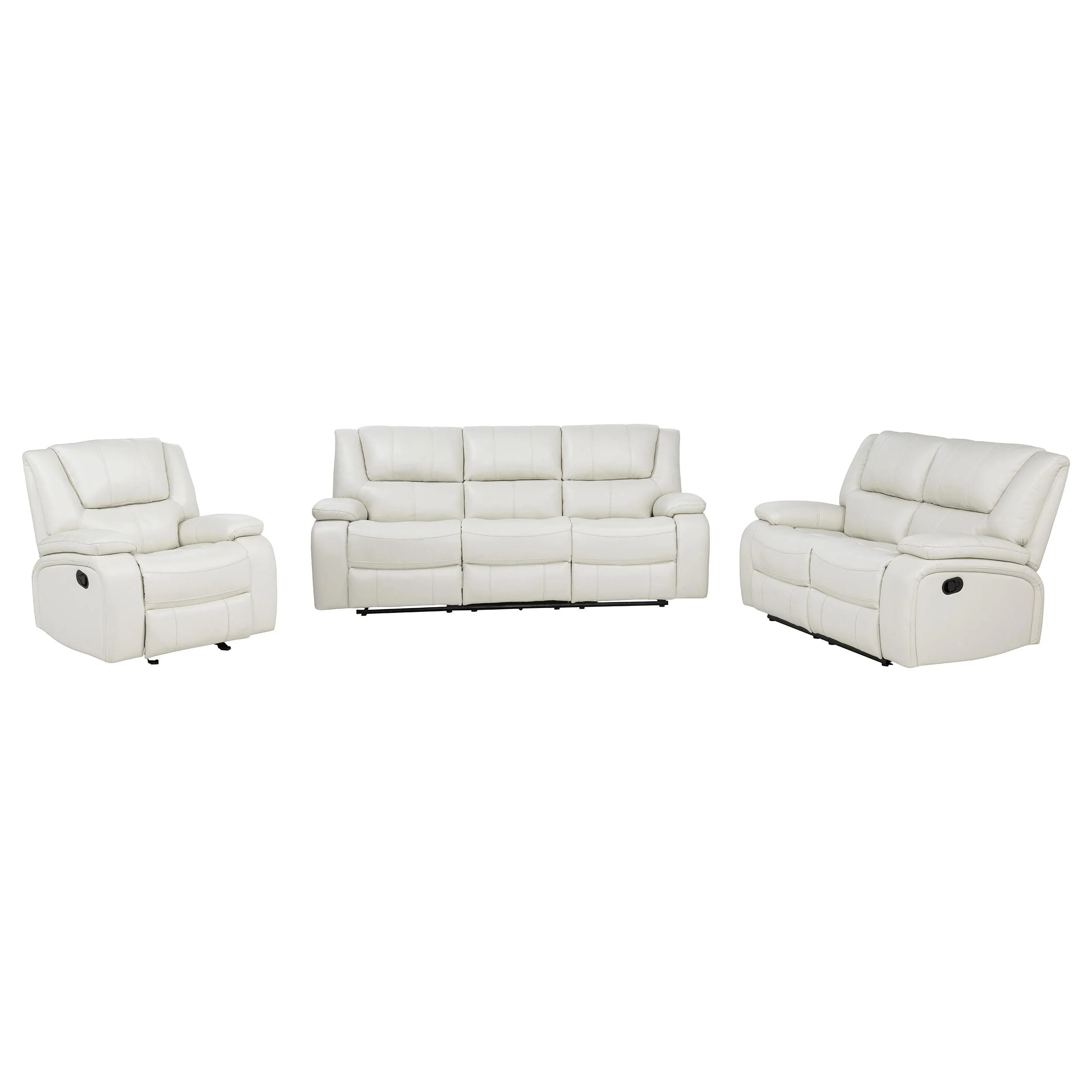 Camila 3-piece Upholstered Reclining Sofa Set White - Image 3