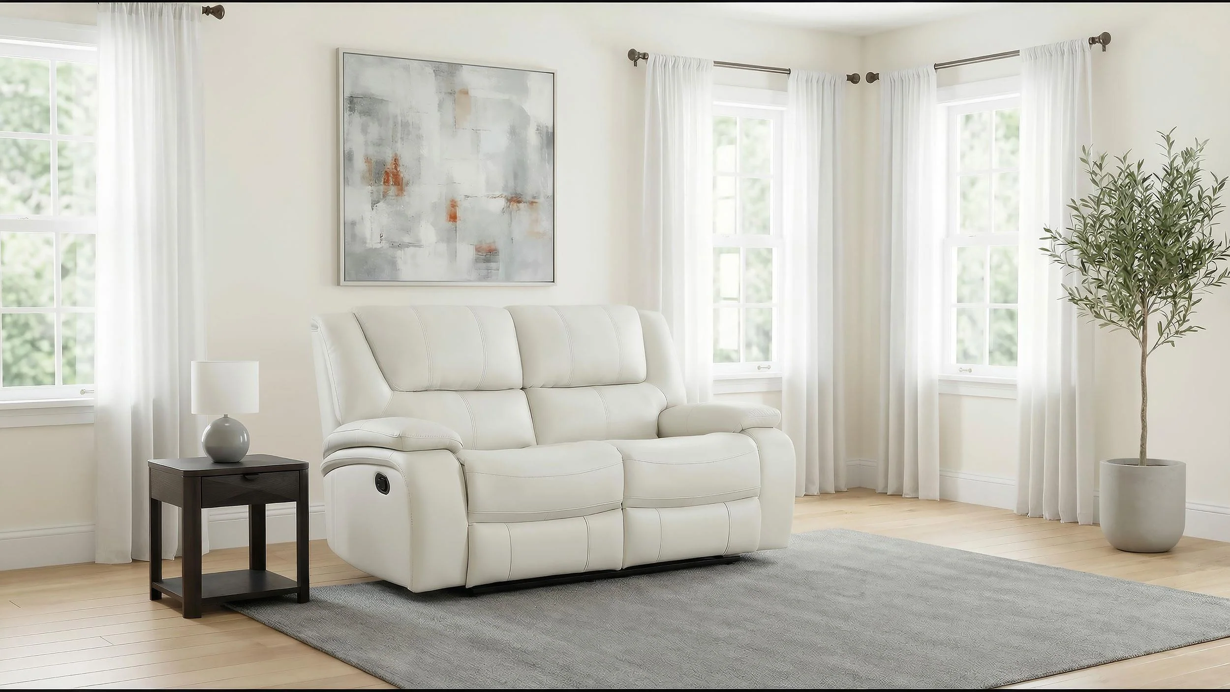 Camila Upholstered Motion Reclining Loveseat White - Image 2
