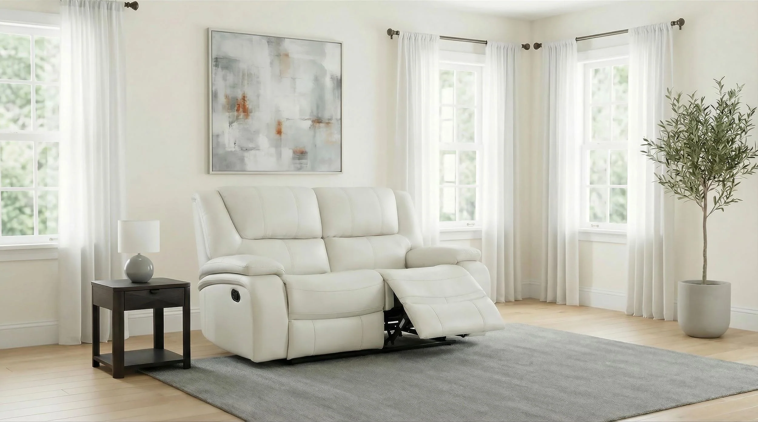 Camila Upholstered Motion Reclining Loveseat White - Image 3