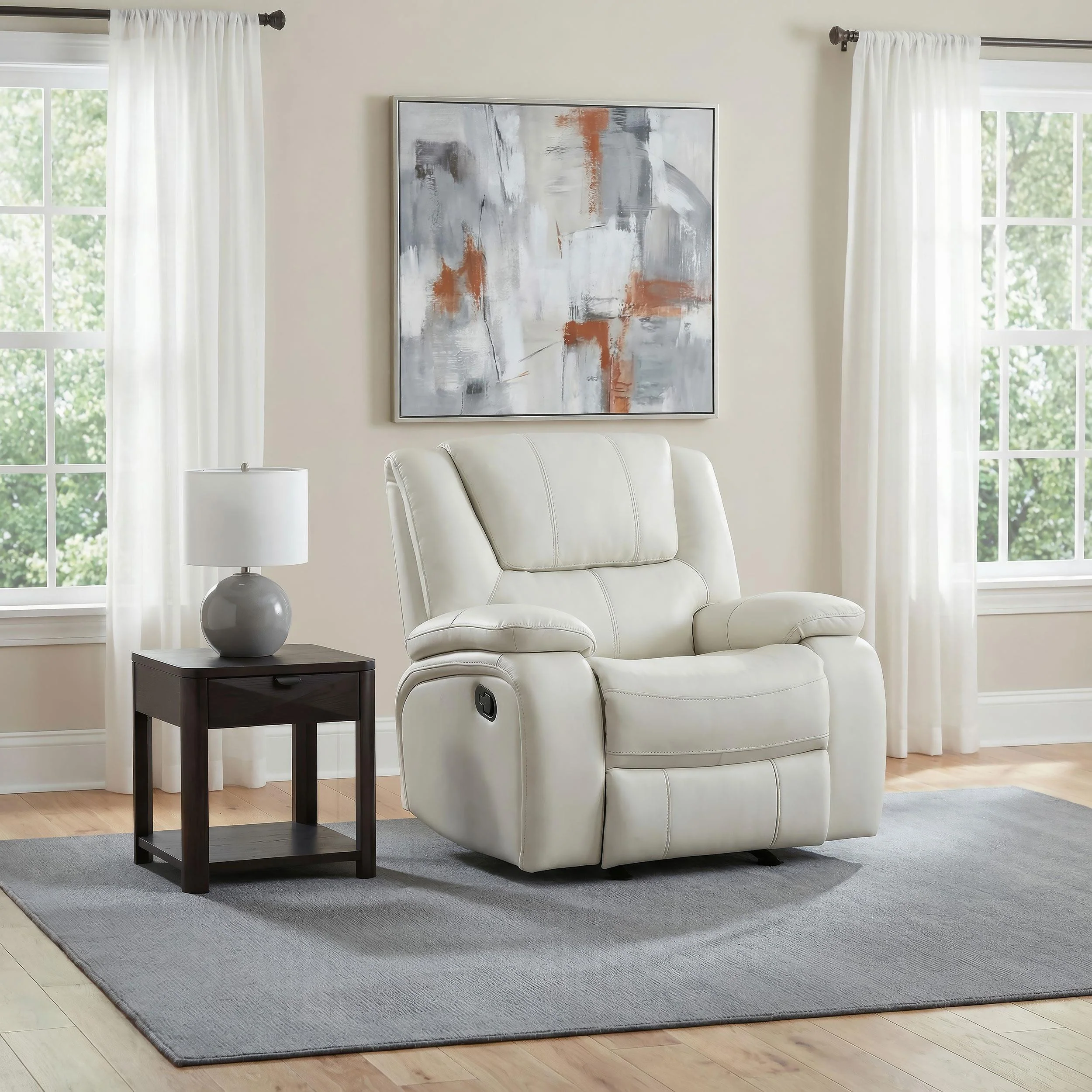 Camila Upholstered Glider Recliner Chair White - Image 2