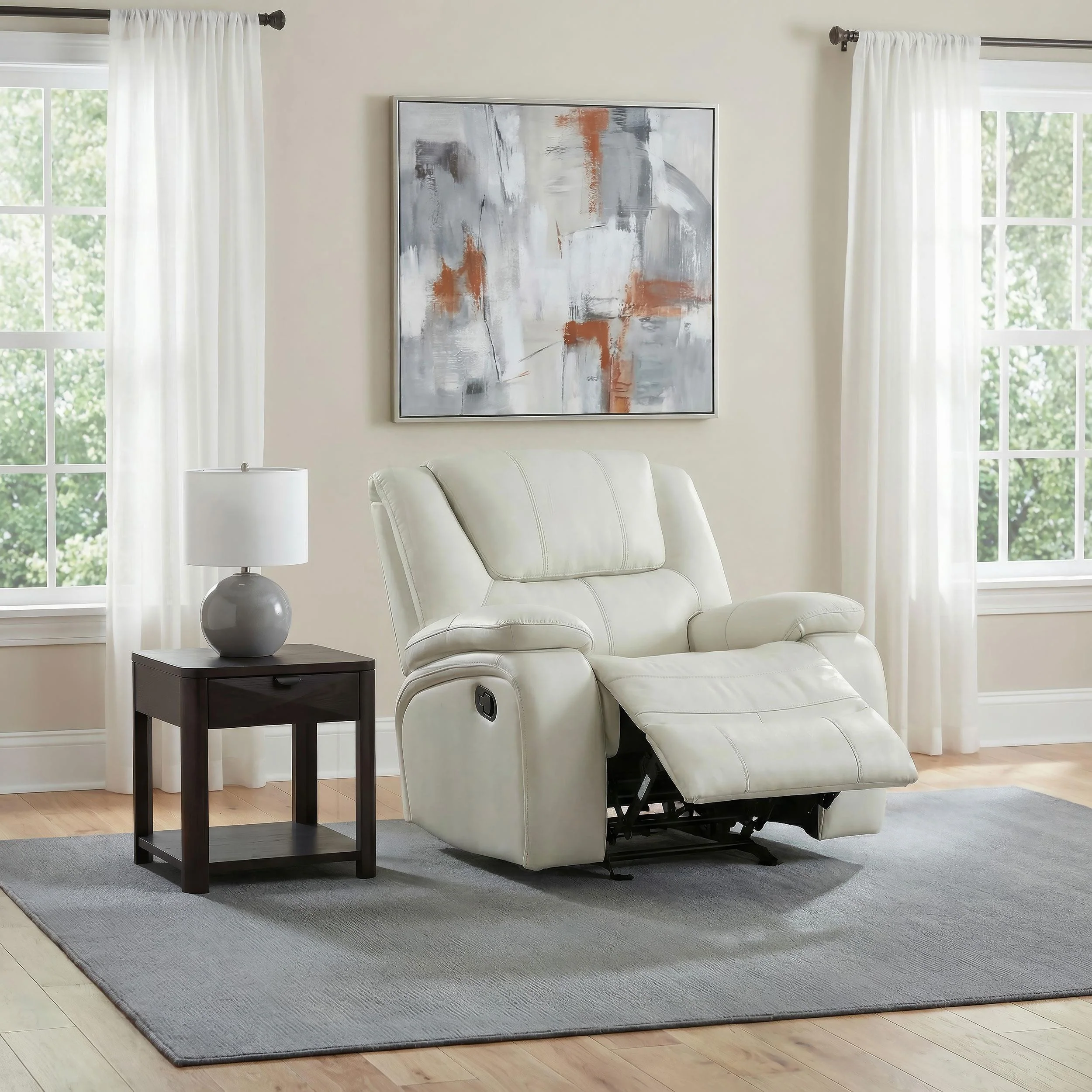 Camila Upholstered Glider Recliner Chair White - Image 3