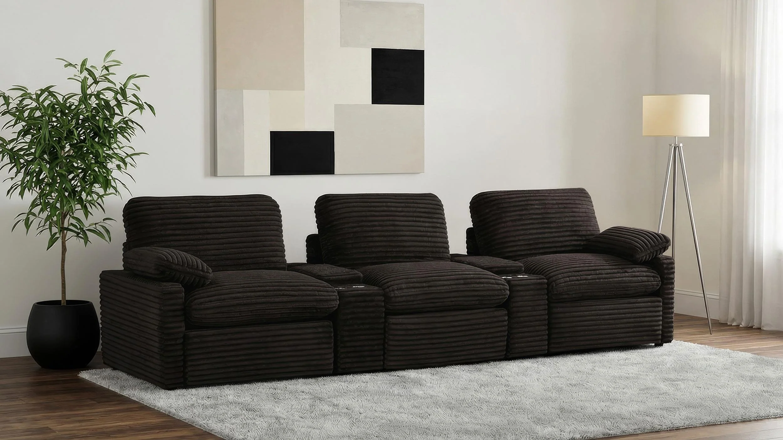 Collins 5-Piece Power Reclining Home Theater Seating Chocolate Brown - Image 2