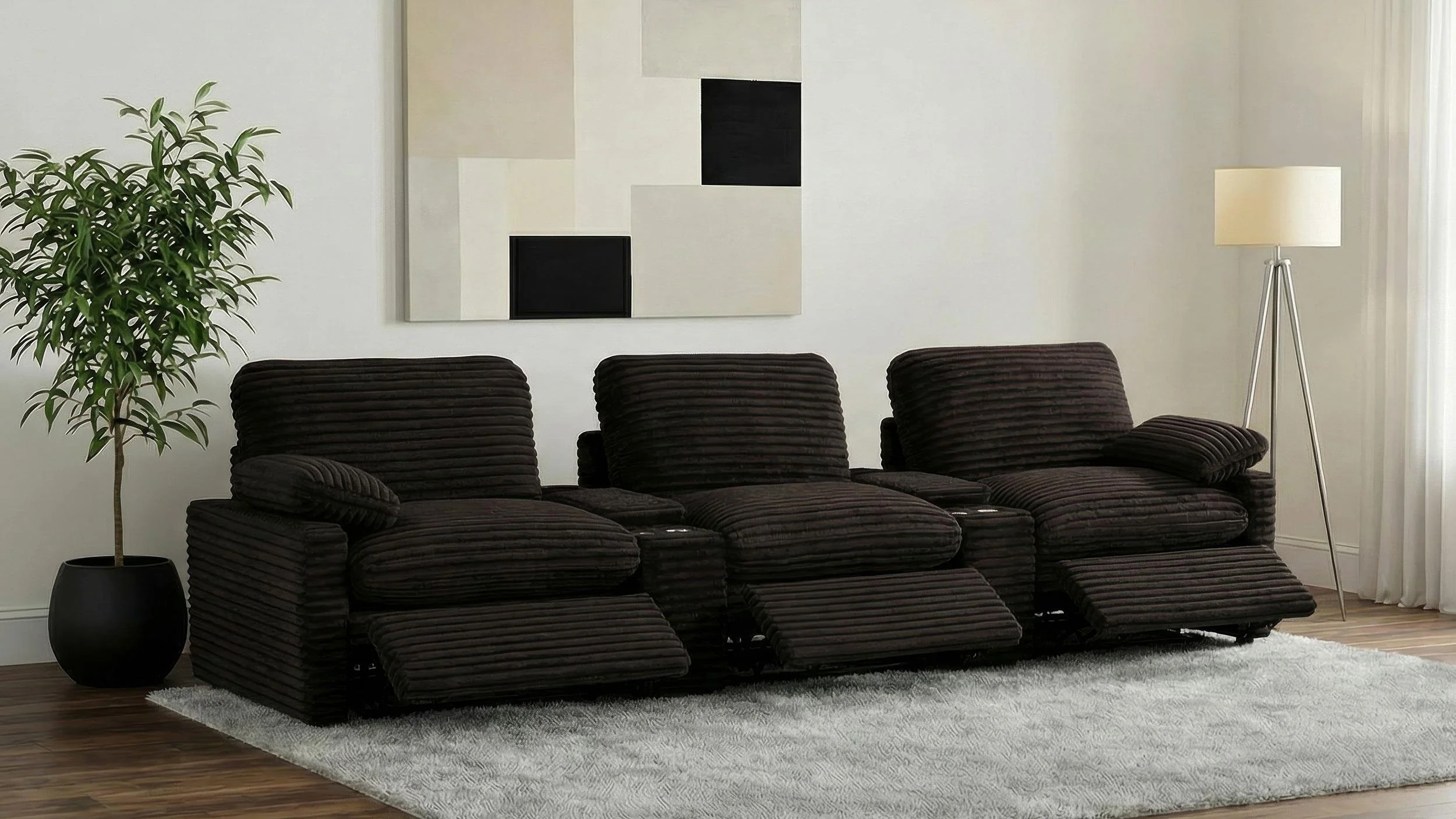 Collins 5-Piece Power Reclining Home Theater Seating Chocolate Brown - Image 3
