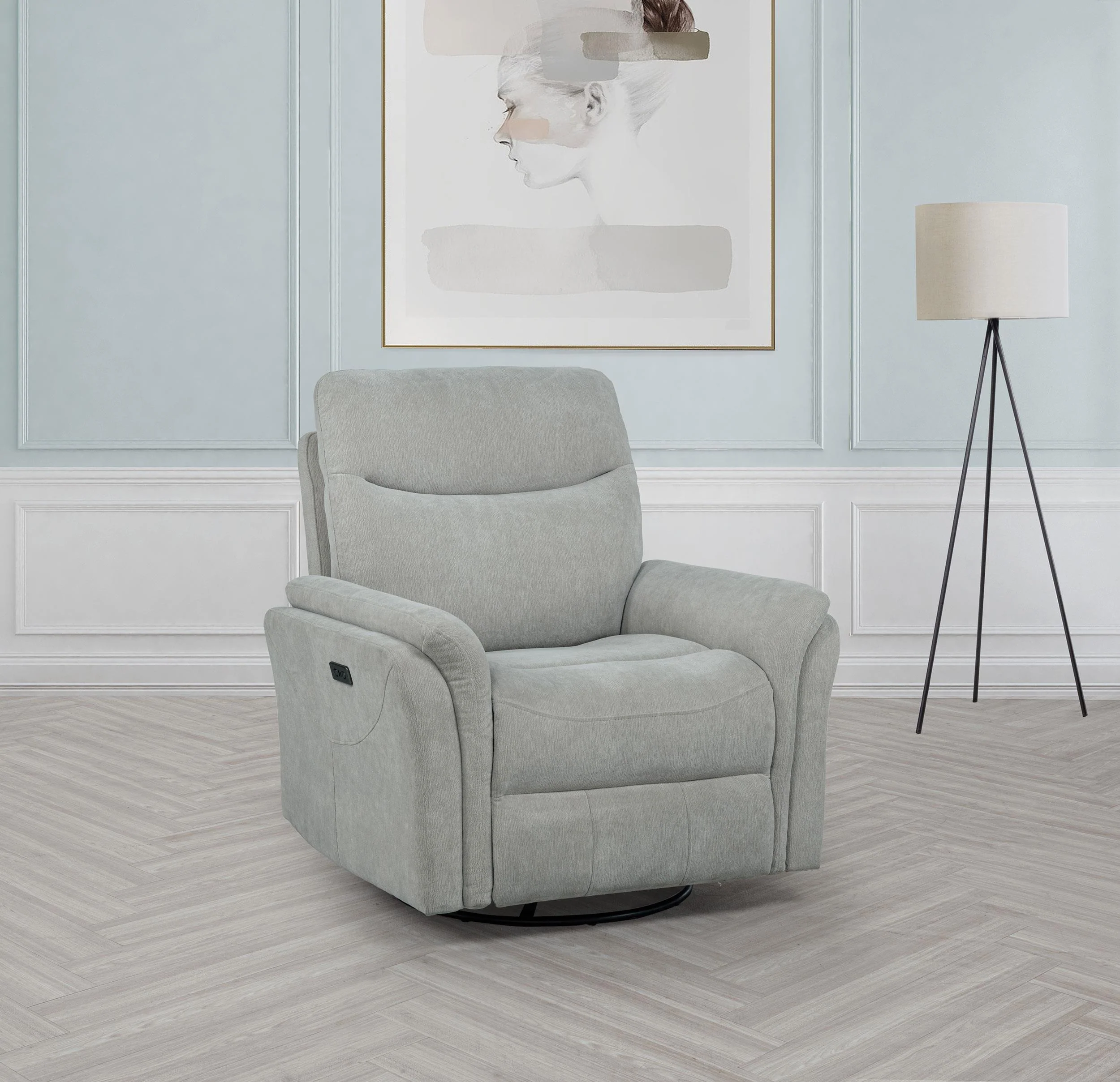 Adler Upholstered Power Swivel Glider Recliner Ivory - Image 2