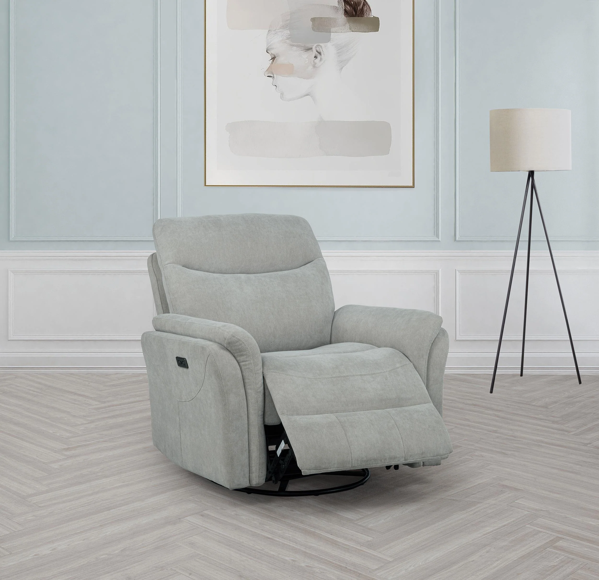Adler Upholstered Power Swivel Glider Recliner Ivory - Image 3