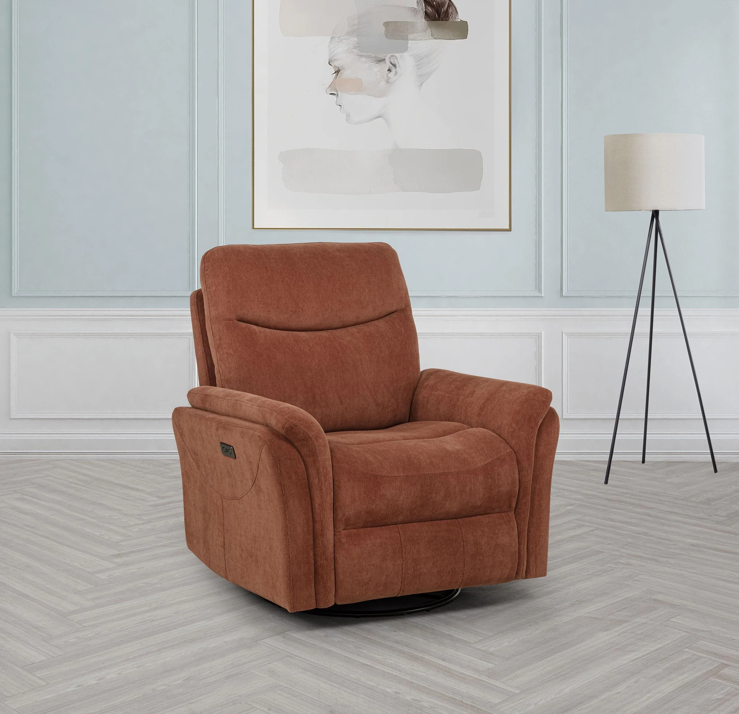 Adler Upholstered Power Swivel Glider Recliner Rust - Image 2