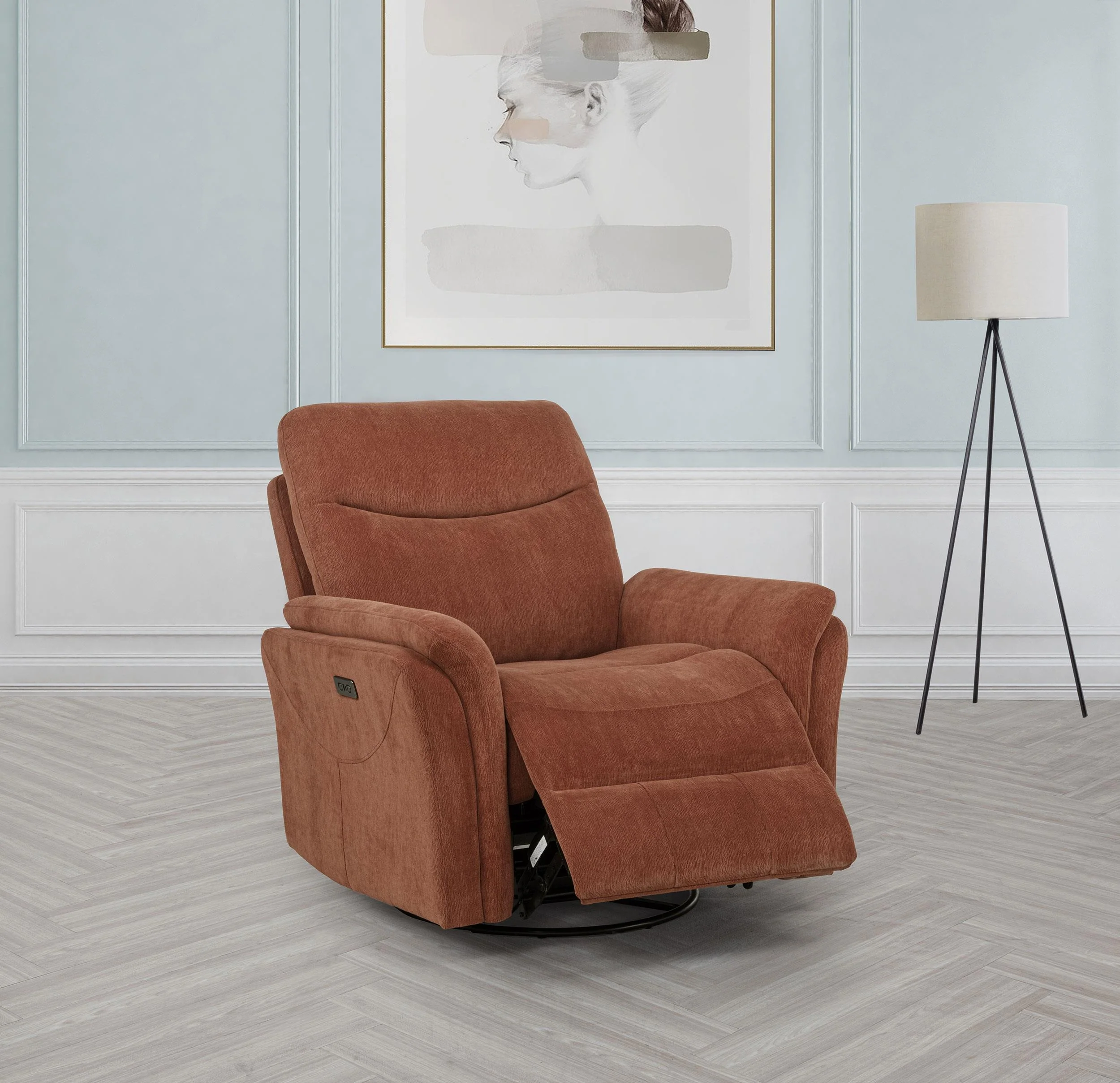 Adler Upholstered Power Swivel Glider Recliner Rust - Image 3