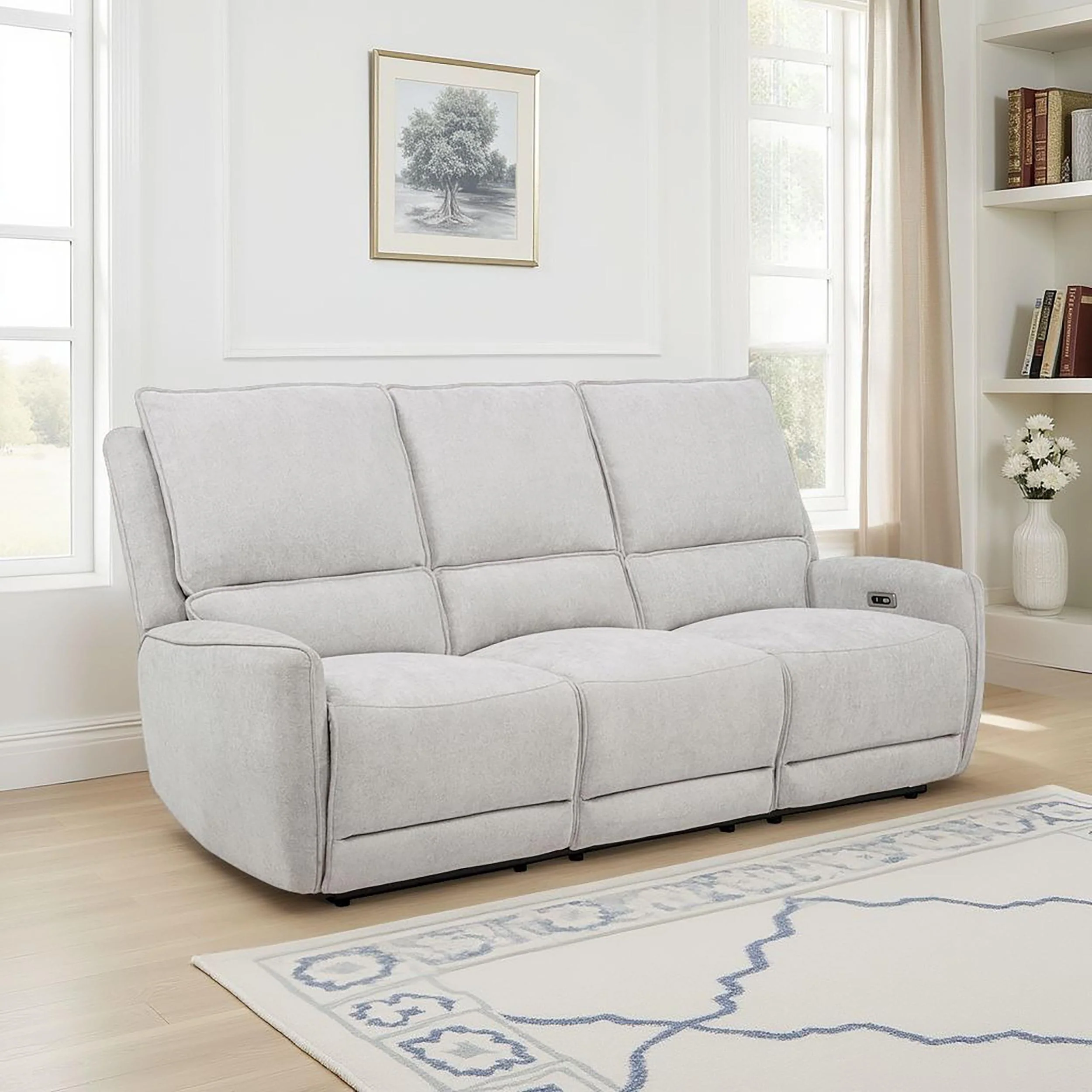 Sylmar Chenille Upholstered Power Reclining Sofa Dove Grey - Image 2
