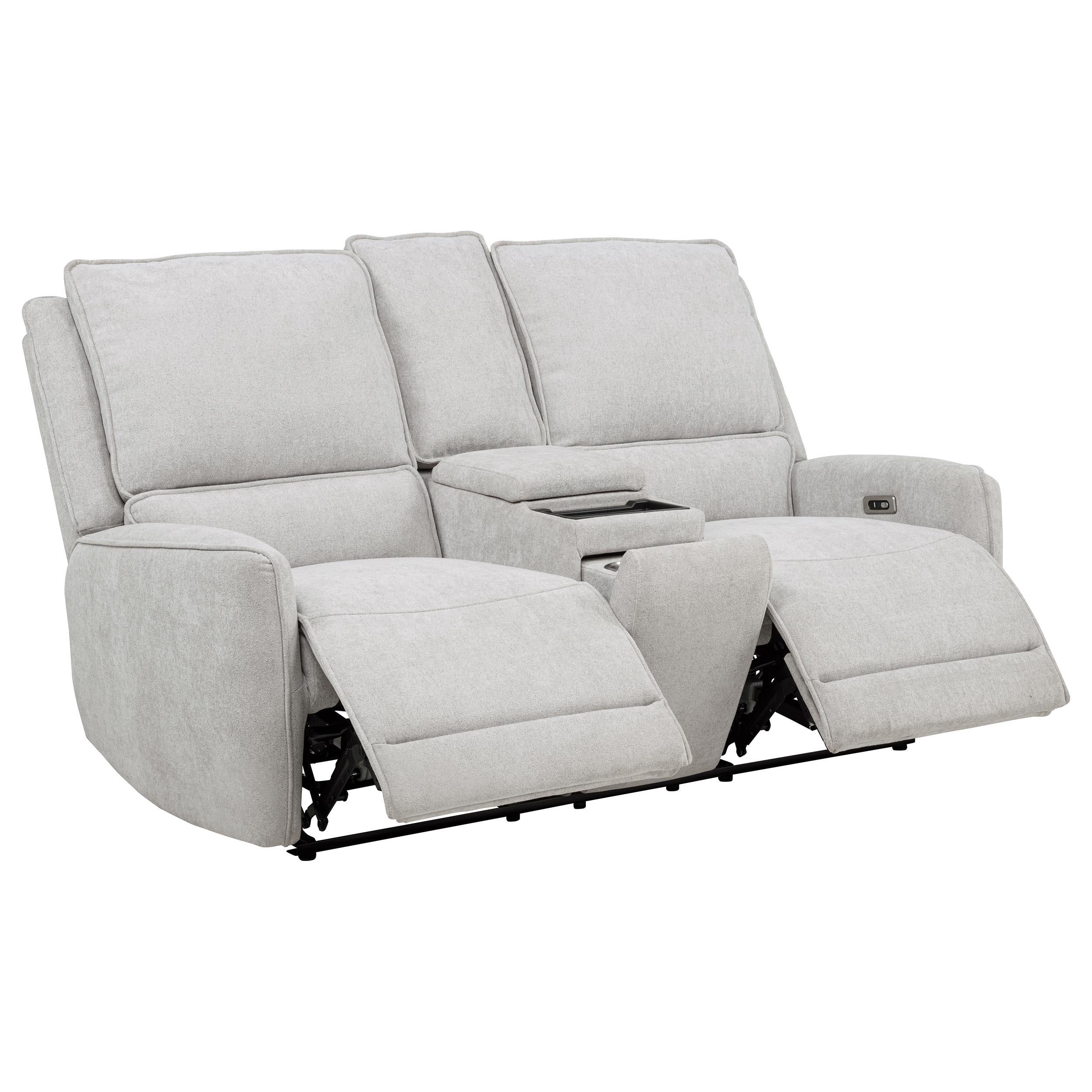 Sylmar Chenille Upholstered Power Reclining Loveseat Dove Grey - Image 2