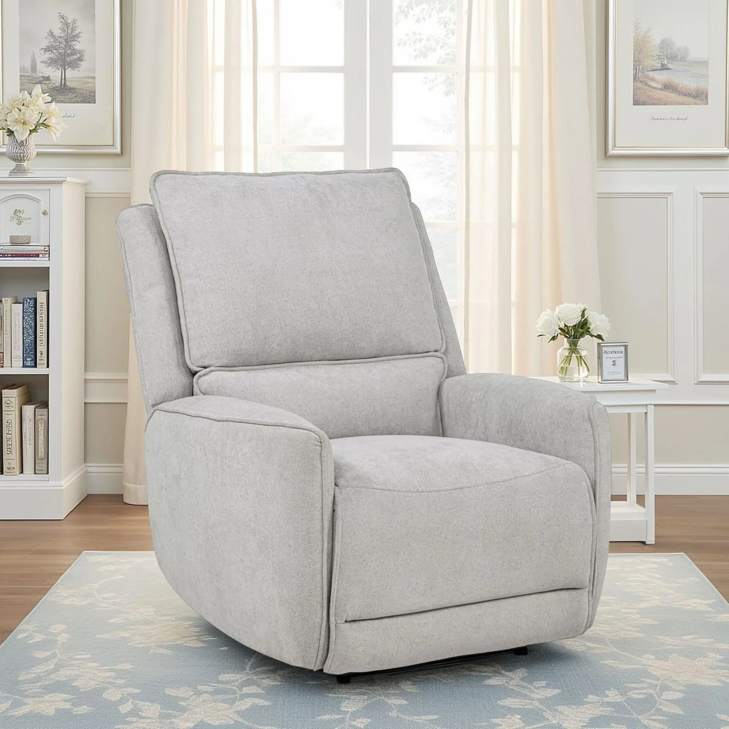 Sylmar Chenille Upholstered Power Recliner Dove Grey - Image 2