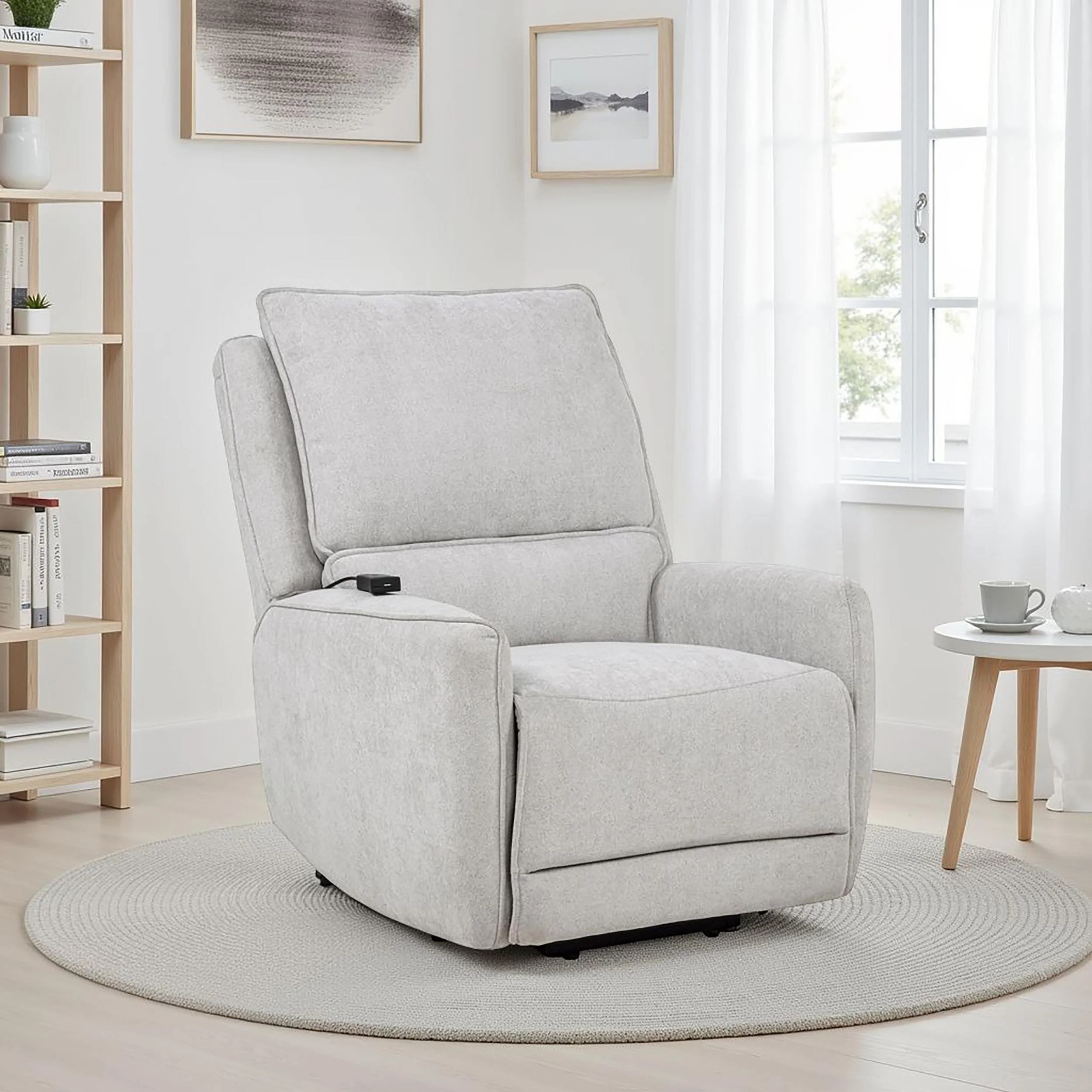 Sylmar Chenille Upholstered Dual Power Lift Recliner Dove Grey - Image 2