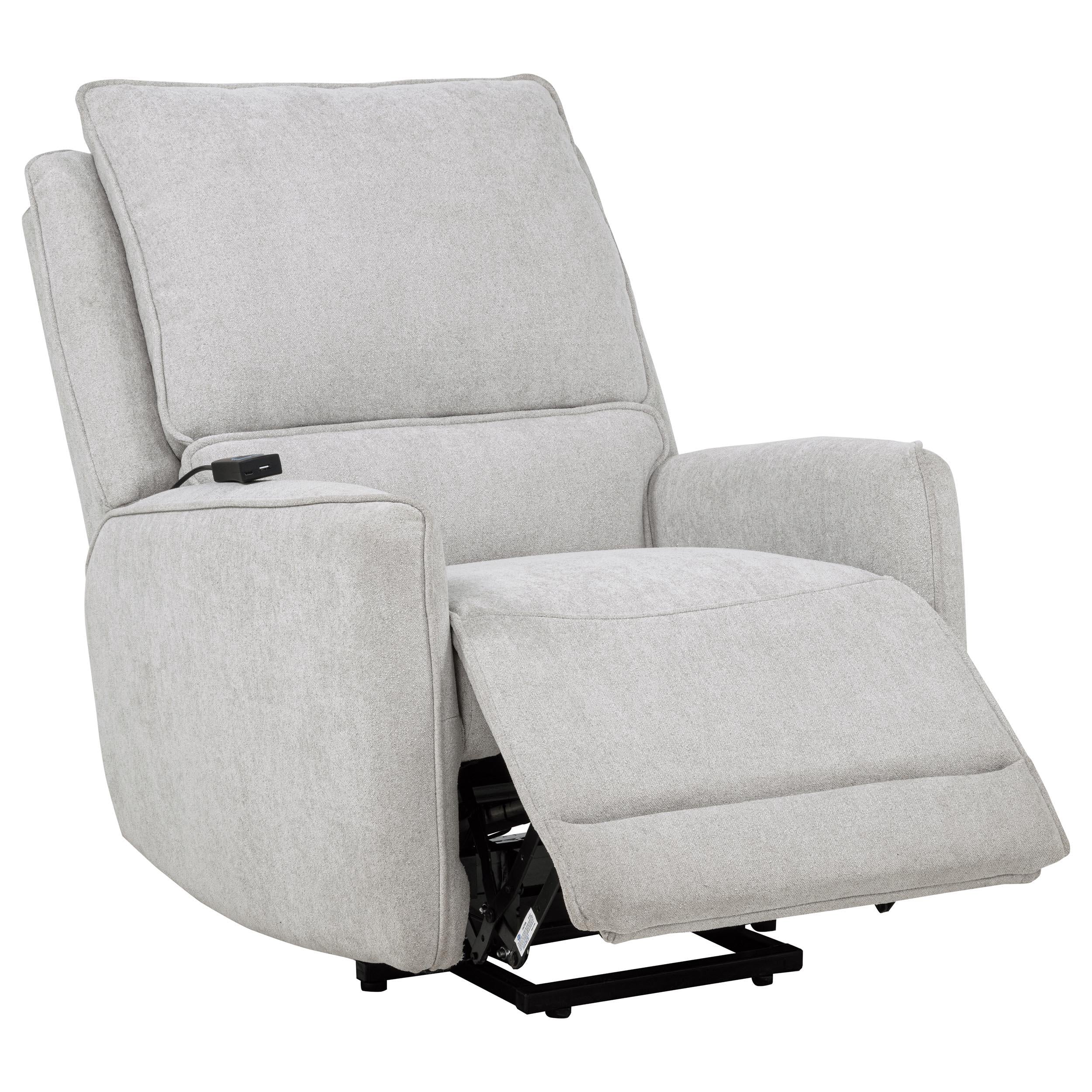 Sylmar Chenille Upholstered Dual Power Lift Recliner Dove Grey - Image 3
