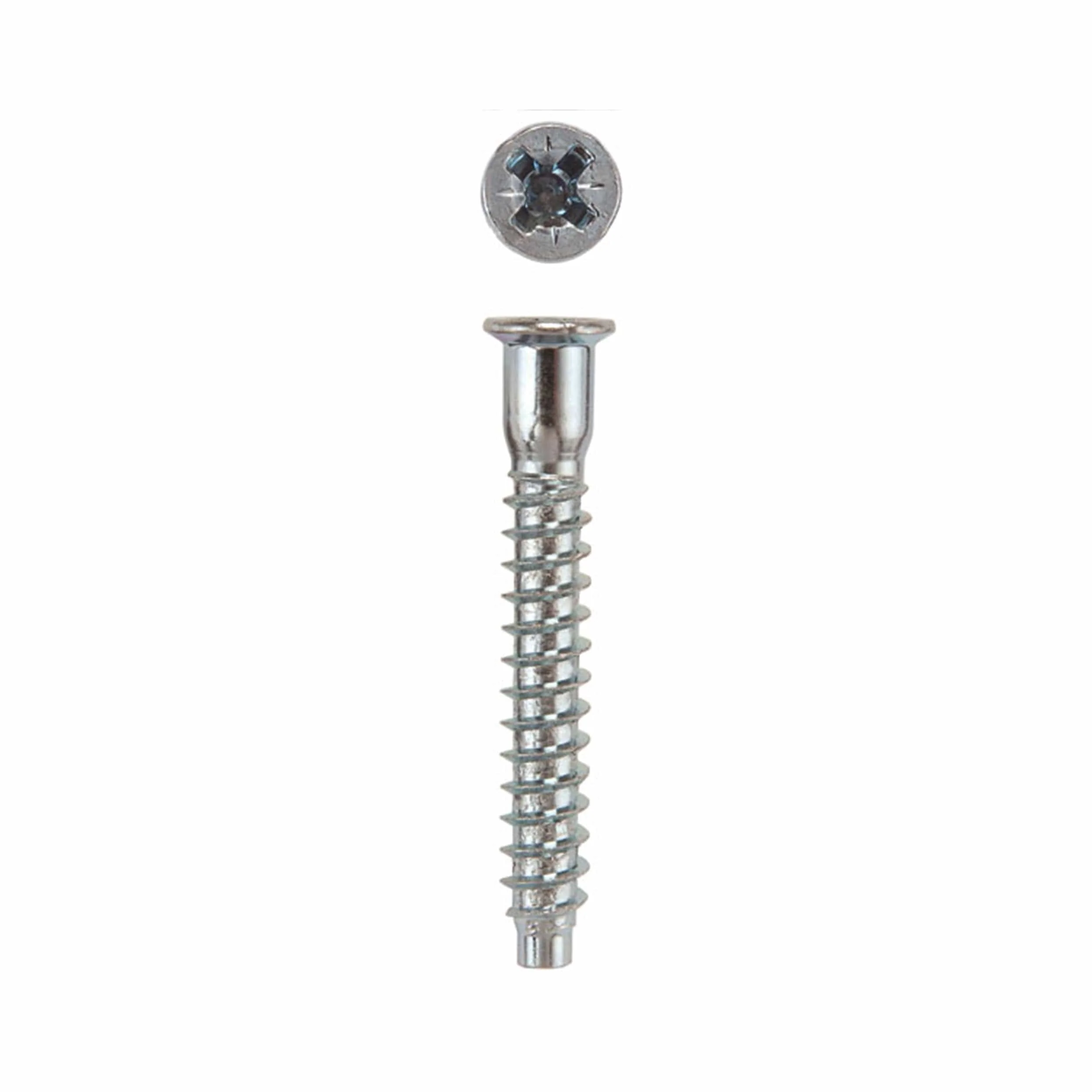 Confirmat Cabinet Connector Screws – Pozi-Drive – Flat Head – Zinc – 100 Piece