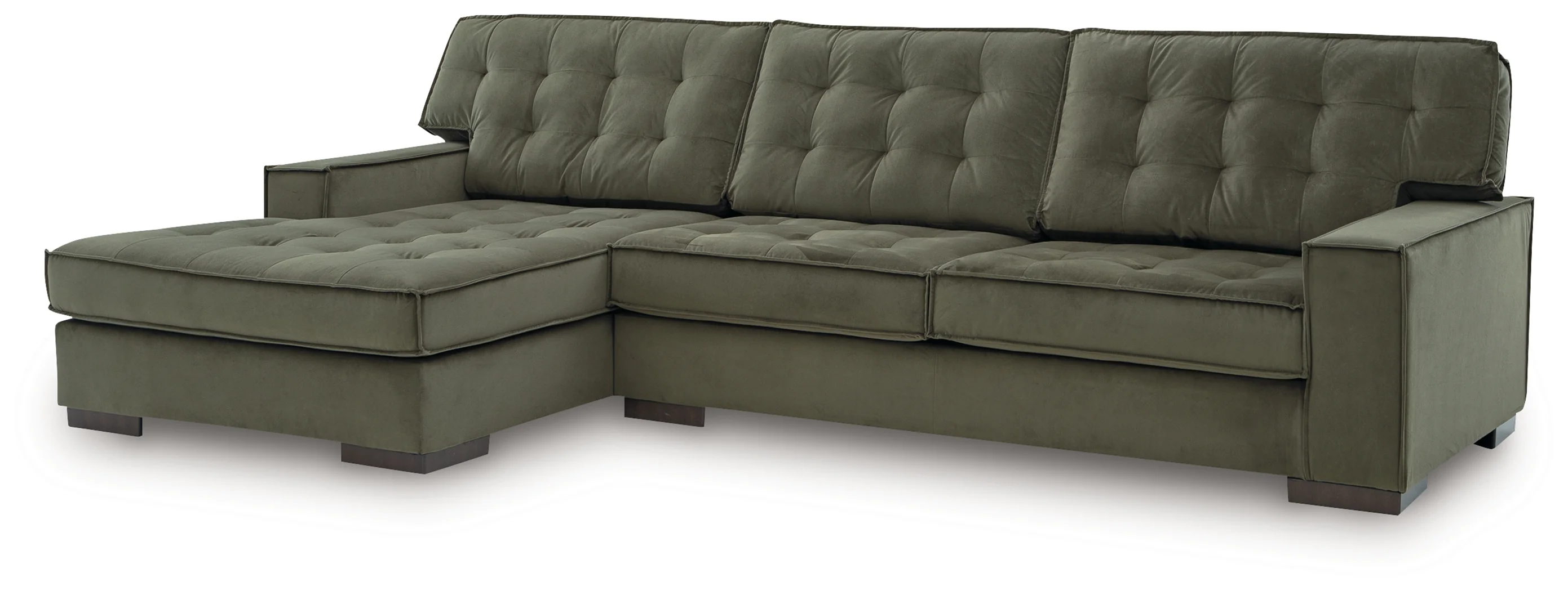 Caspian-Town Olive Velvet 2-Piece Sectional with Chaise - Image 2