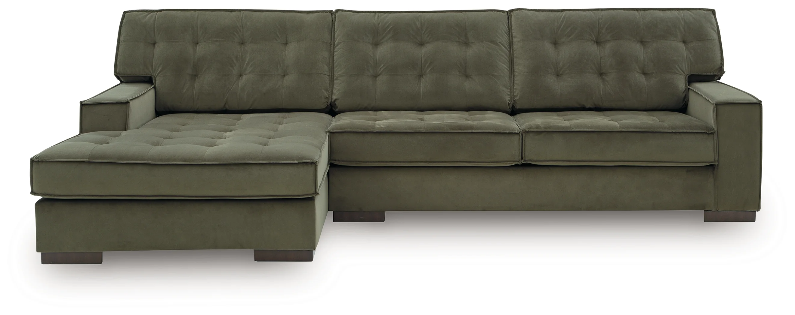 Caspian-Town Olive Velvet 2-Piece Sectional with Chaise - Image 3