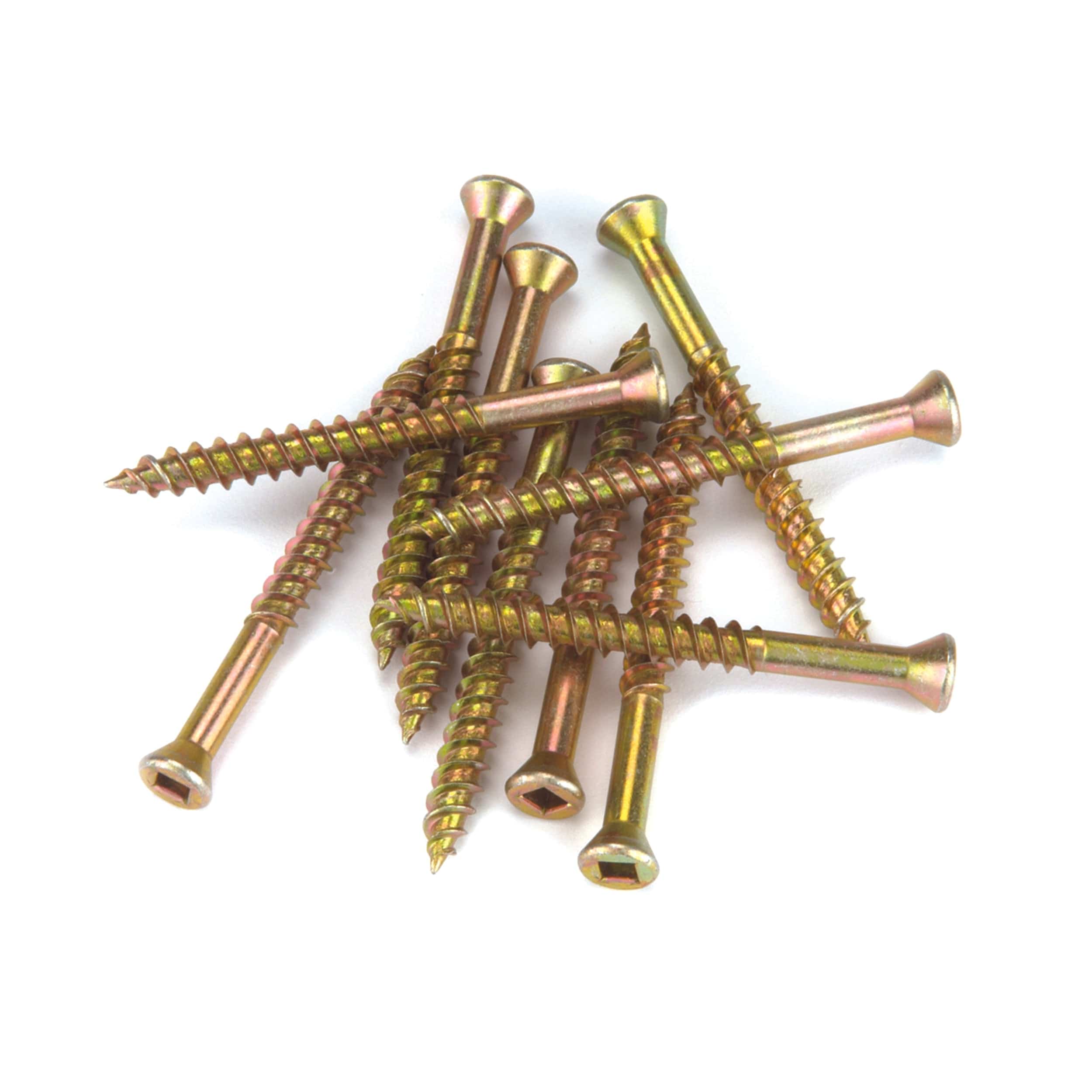 Woodworking Screws – Square Drive – Trim Head – Yellow – Zinc – 100 Piece