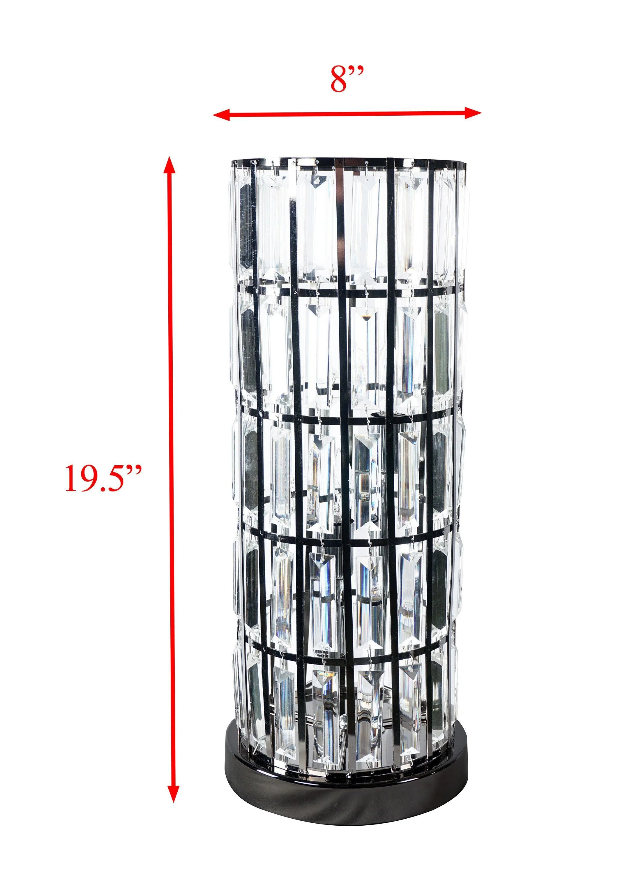 Column Black Nickel Acrylic Brushed Adjustable Table Lamp - Image 2